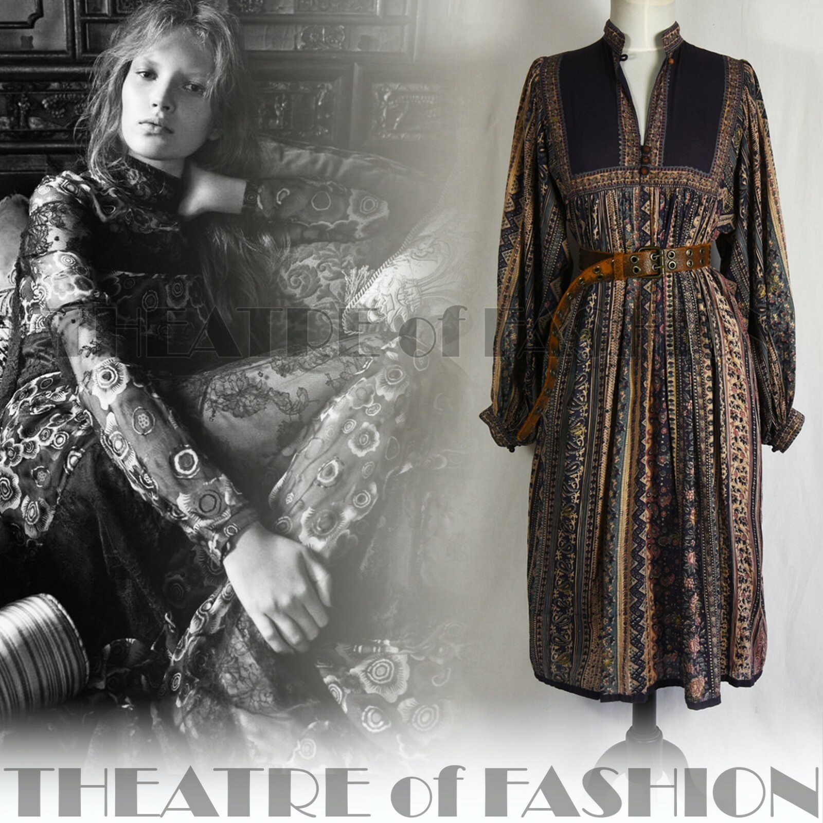 DRESS INDIAN PHOOL WEDDING 70s VINTAGE KAFTAN BOHO HIPPY-LUXE GODDESS M L XL XXL