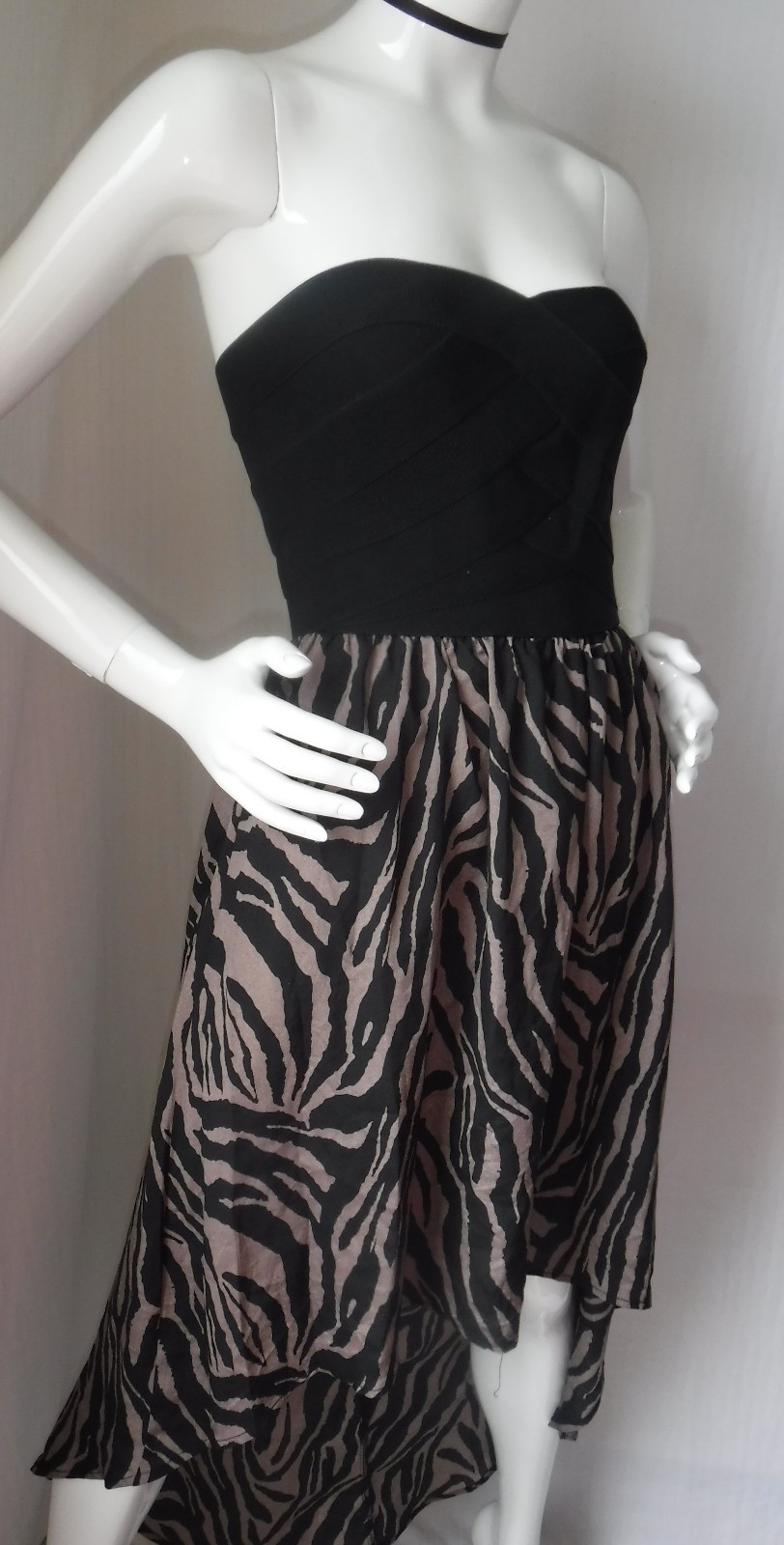 VTG 90s NWT FREDERICKS of HOLLYWOOD Bustier Asymmetrical Animal Print Dress Sm