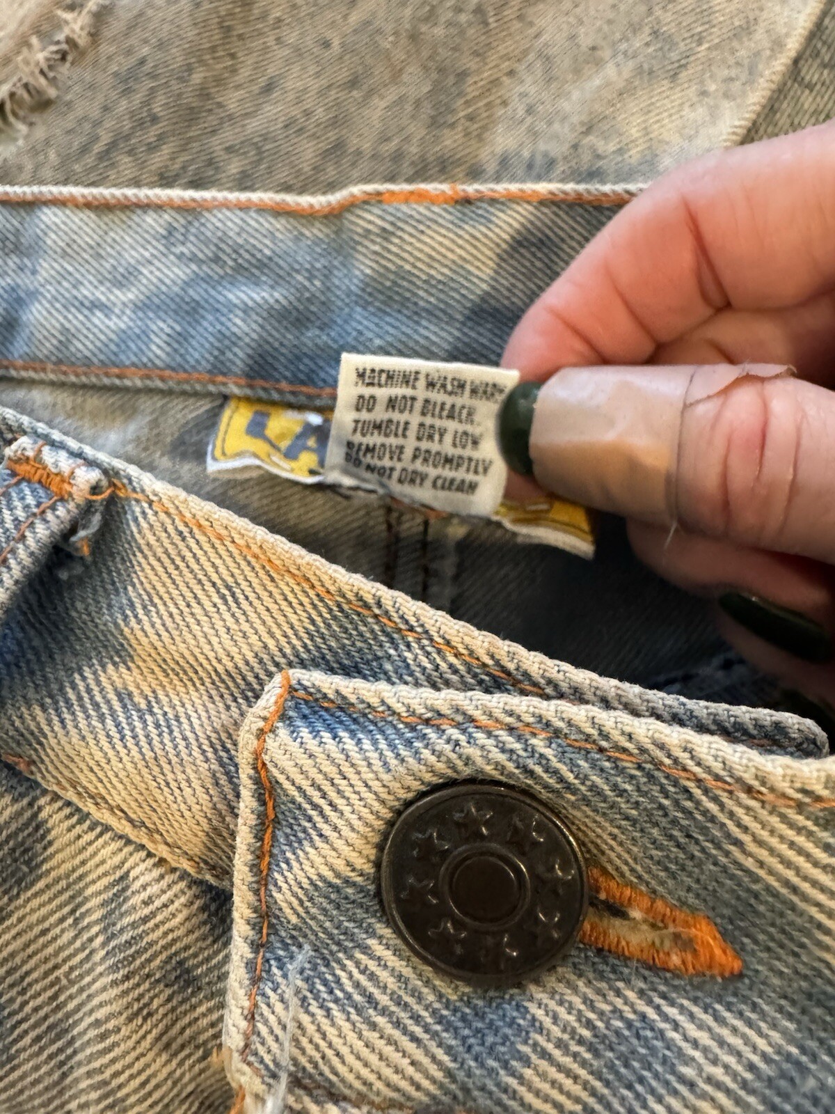 Vtg 80s Acid Wash Grunge Patchwork Jeans Punk Distressed High Waist 27×30