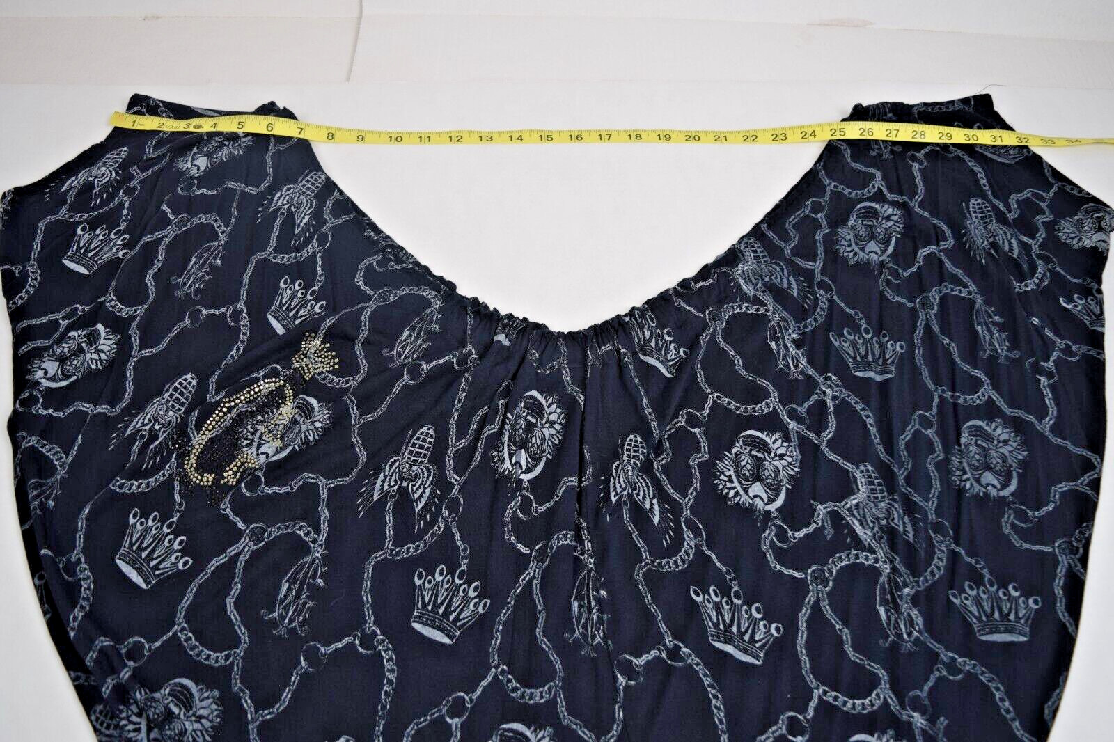 Vintage Dress Christian Audigier Size S/M 90s Black Gold Crowns Grenades USA