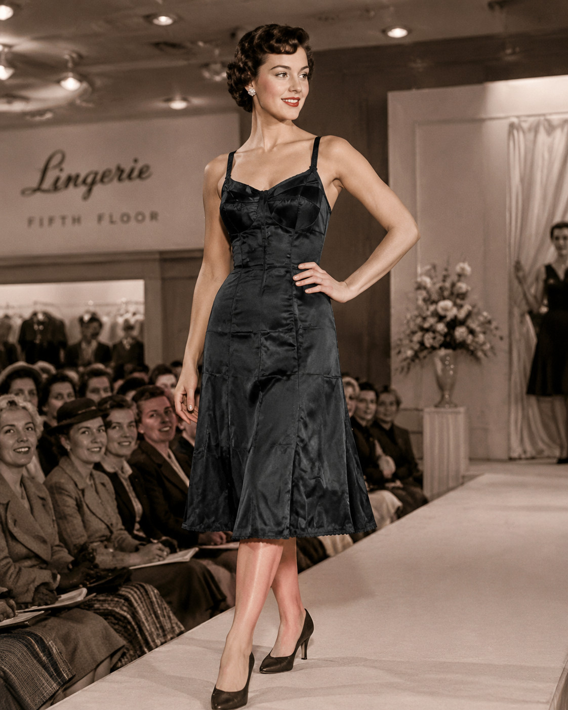 32 Wonder Maid Silky Taffeta Black 1930’s-40’s Acetate & A Vittadini Silk Scarf