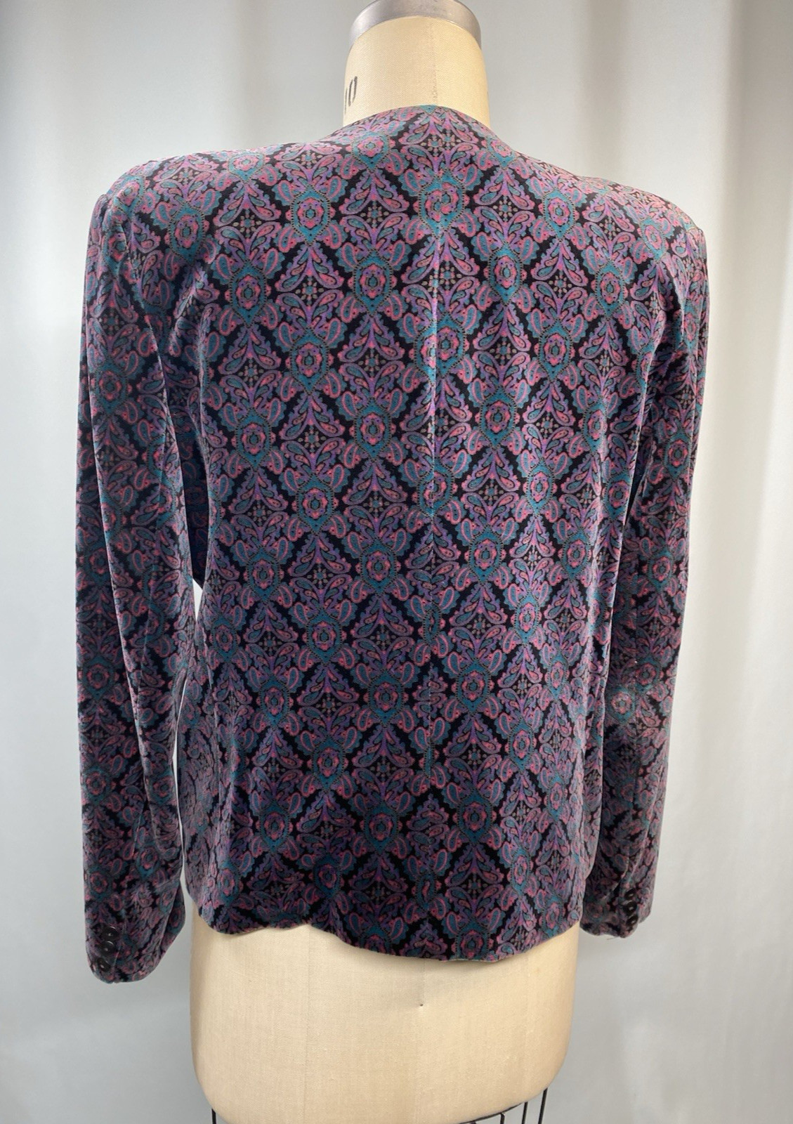 Vintage Velvet Jacket SIZE 12 LARGE L purple black high neck TALBOTS 90s Y2K