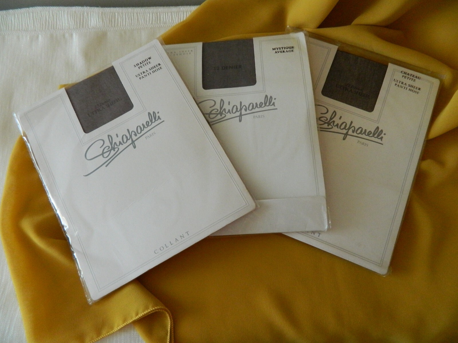 SCHIAPARELLI Paris Pantyhose Ultra Sheer SHADOW Pet,CHATEAU Pet,MYSTIQUE Ave,