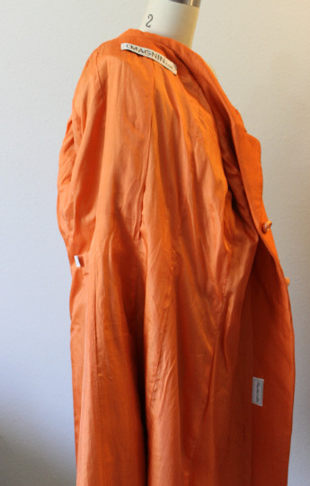VTG 60s HARRODS – I. MAGNIN of California Orange Silk Fitted Coat Paris
