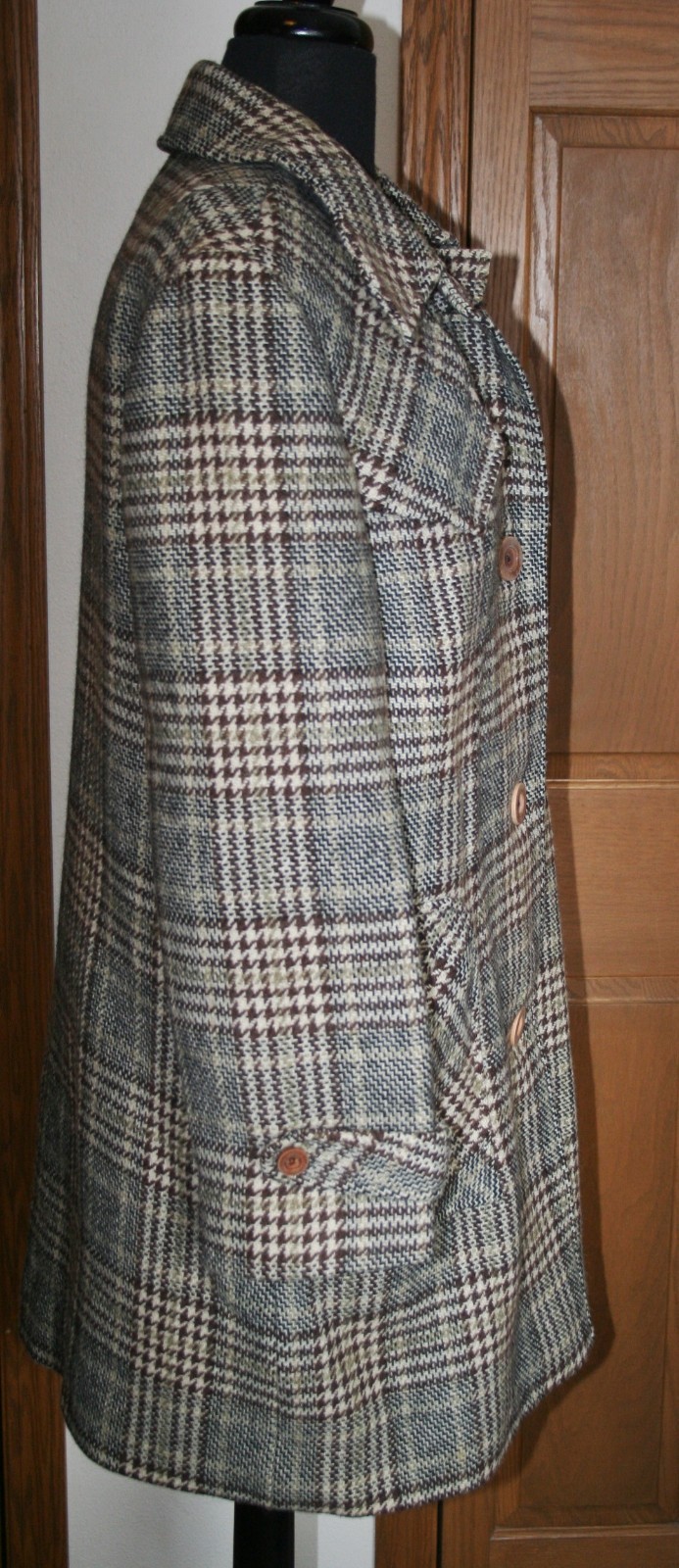 VTG Women’s Betty Rose Wool Plaid Tweed Coat S/M EUC Sherlock Holmes Style