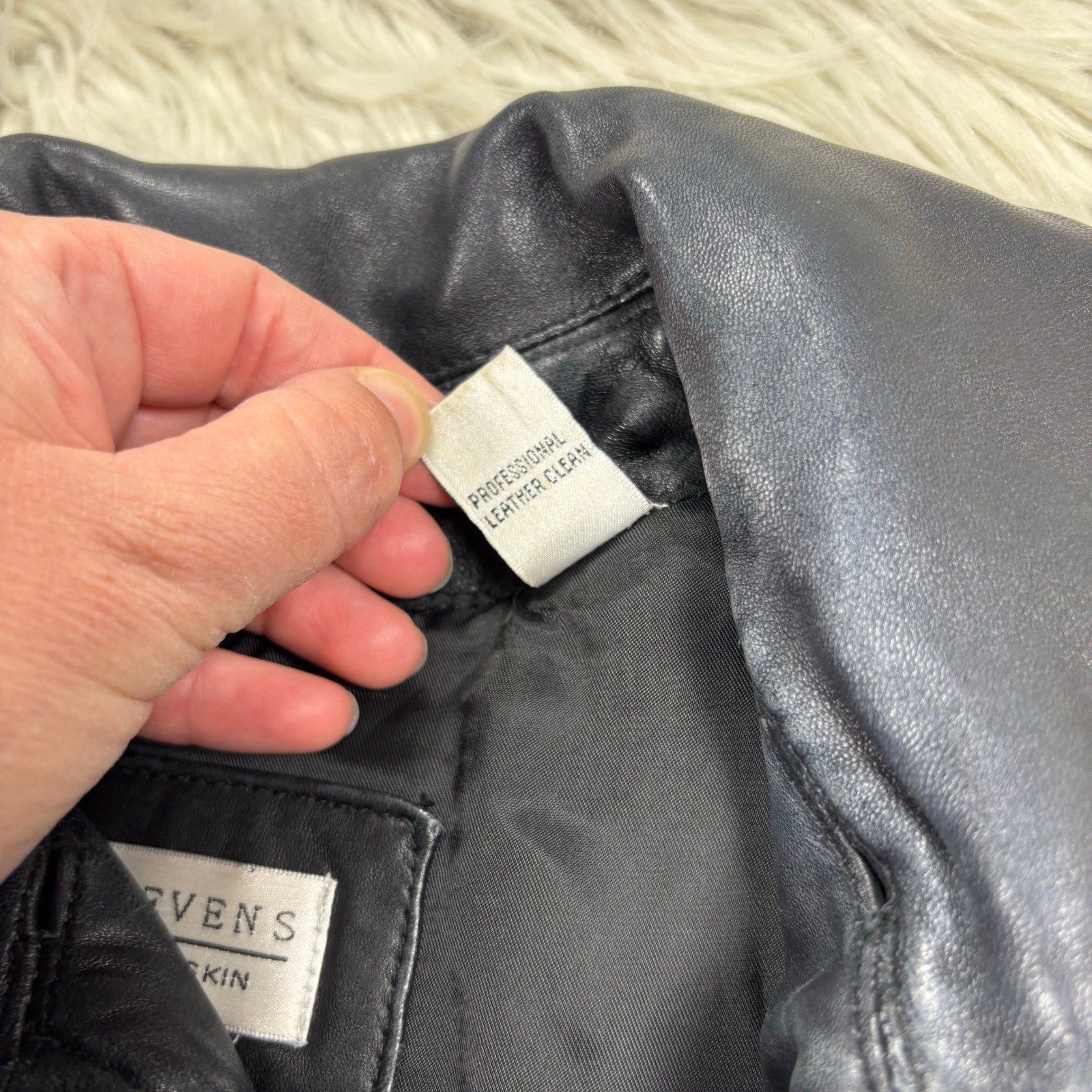 Vintage Valerie Stevens Women’s 10 Black Lambskin Leather Zip Front Jacket Moto