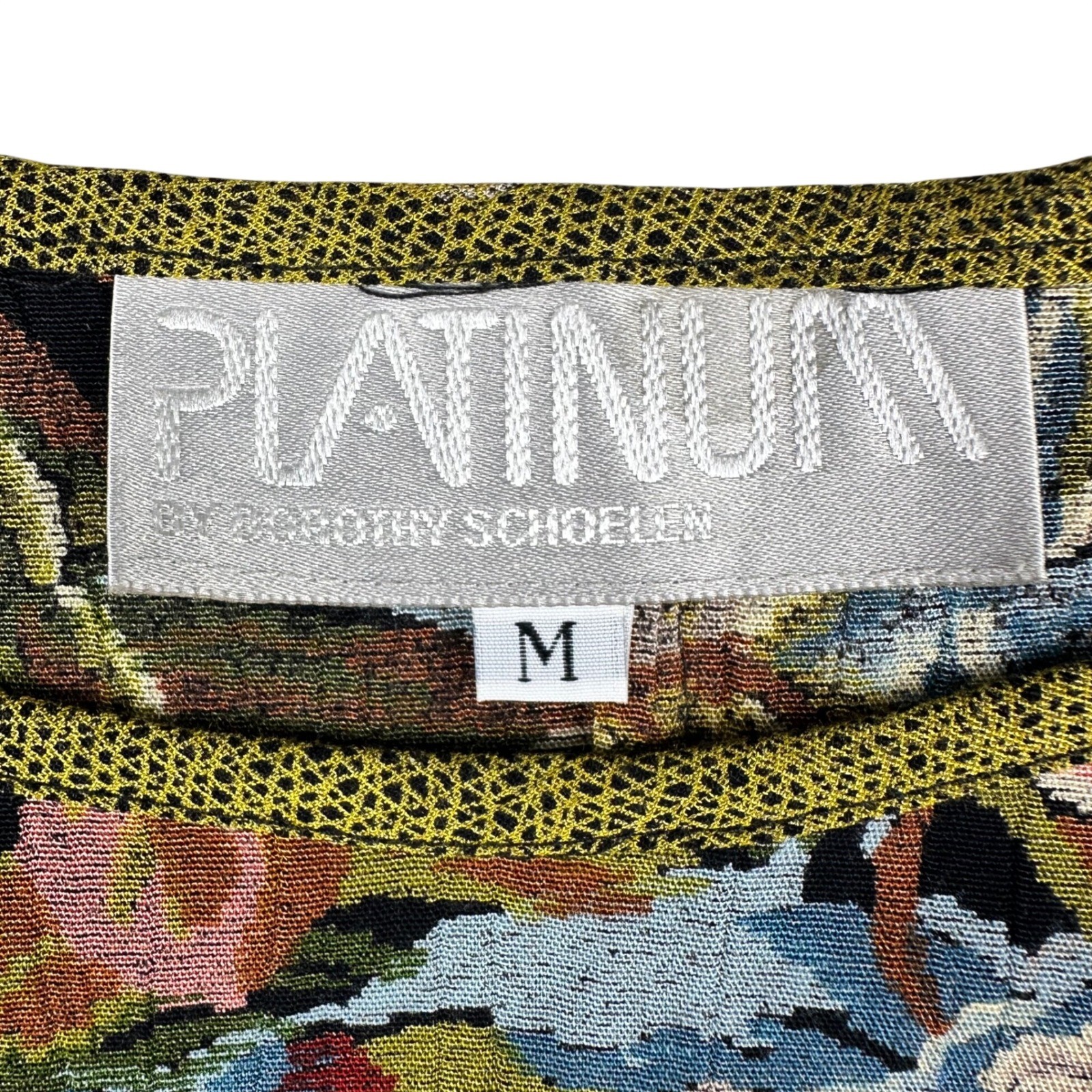 Platinum by Dorothy Schoelen VTG Made in USA Floral Tapestry Print Blouse Med