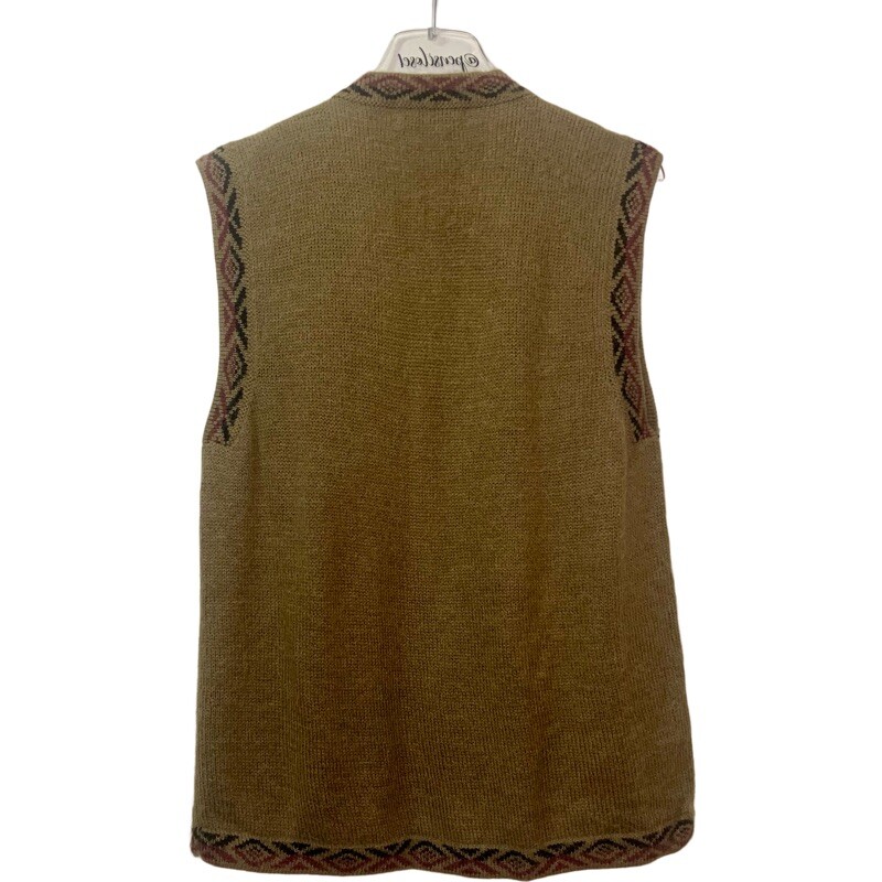 Vintage Alpaca Esmeralda Aztec Mixed Pattern Open Front Alpaca Wool Sweater Vest