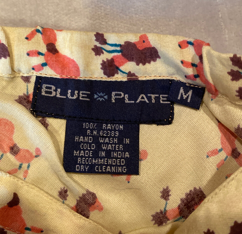 New Vintage 90s Blue Plate Poddle Print Skirt M