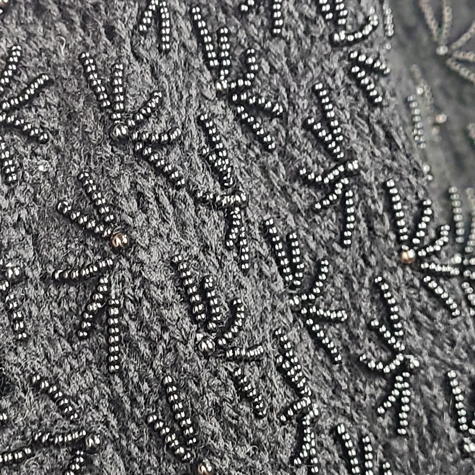 Vintage 1950s Cyn Les Hand Beaded Black Sequin Wool Tank Top Sweater Size 40″/L?