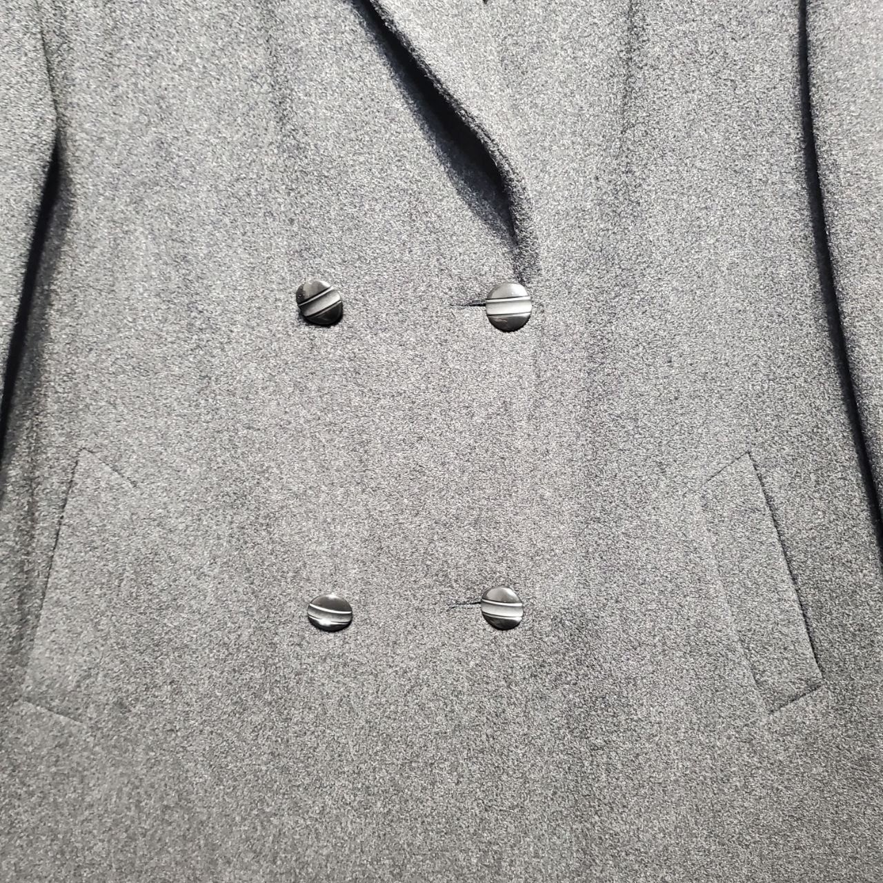 VTG Alorna Gray Wool Coat Trench Long Swing Velvet Trim Thick Warm USA Sz 16W