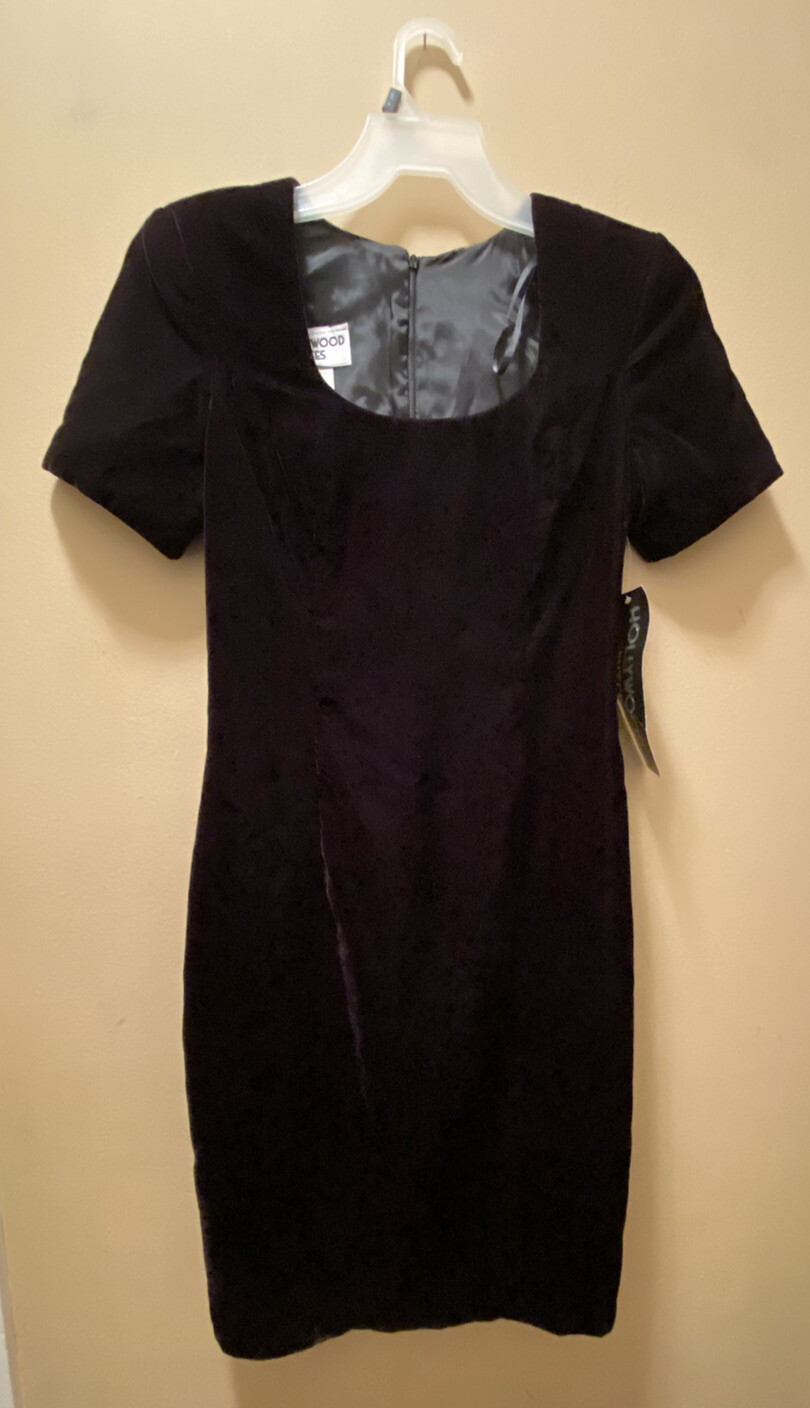 Hollywood Nites Women’s Vintage Brown Velvet Dress Size 8 New Old Stock Tags