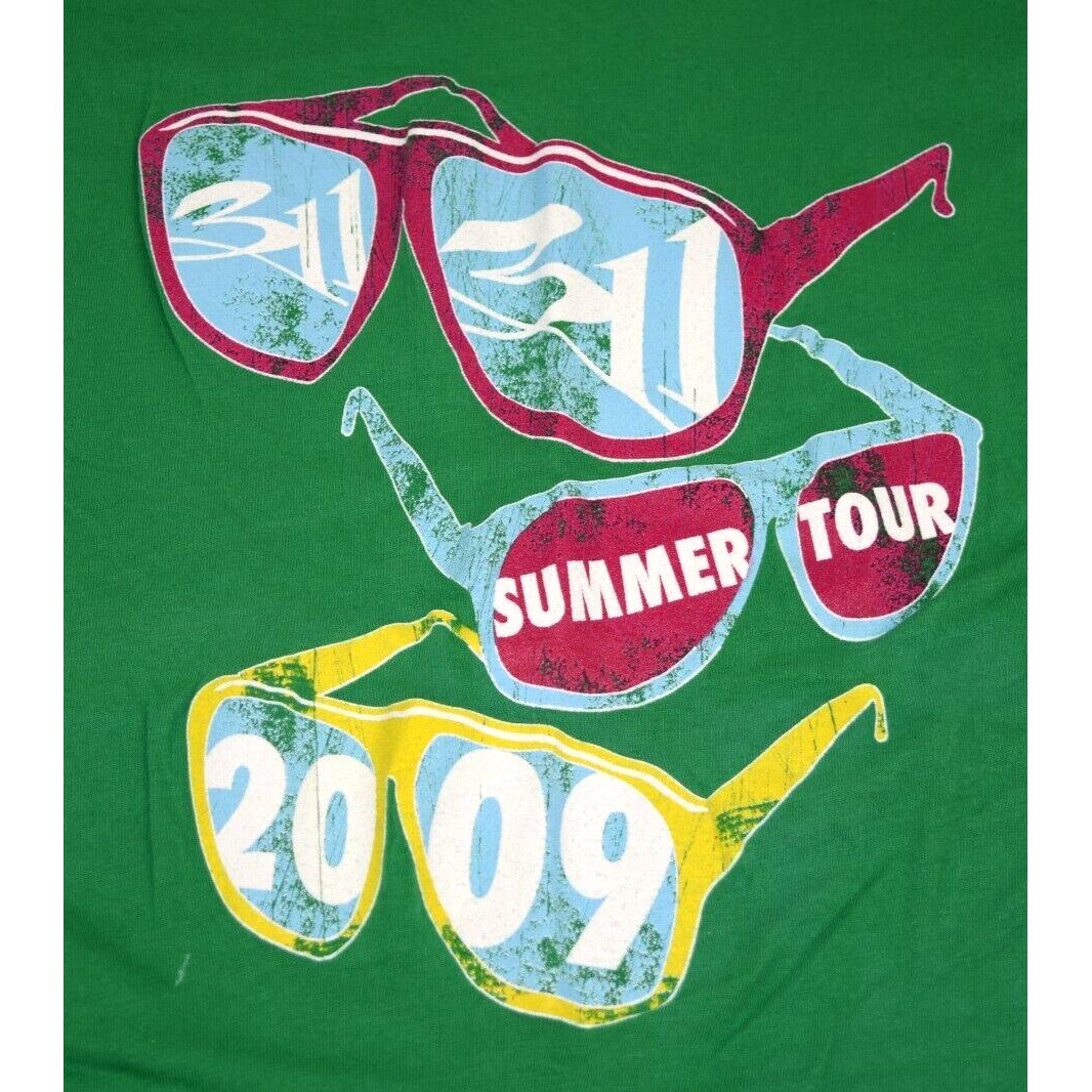 Vintage T-Shirt 311 Summer Tour Optima Size S 90s Lime Green Graphic Tee c.2009