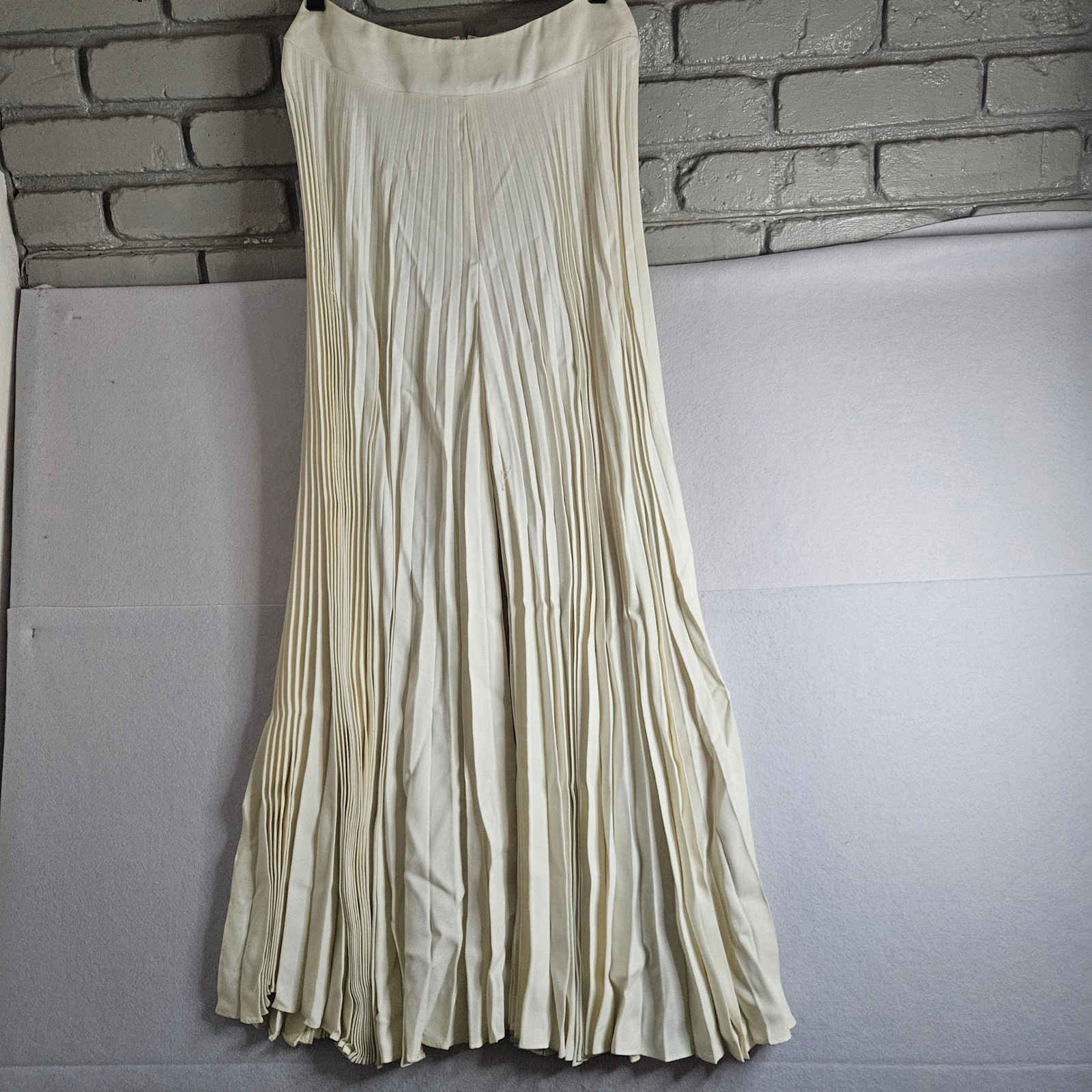Vintage 60s Colt Orient Beaded Lace Tunic and Pleated Maxi Skirt Set Cream Green