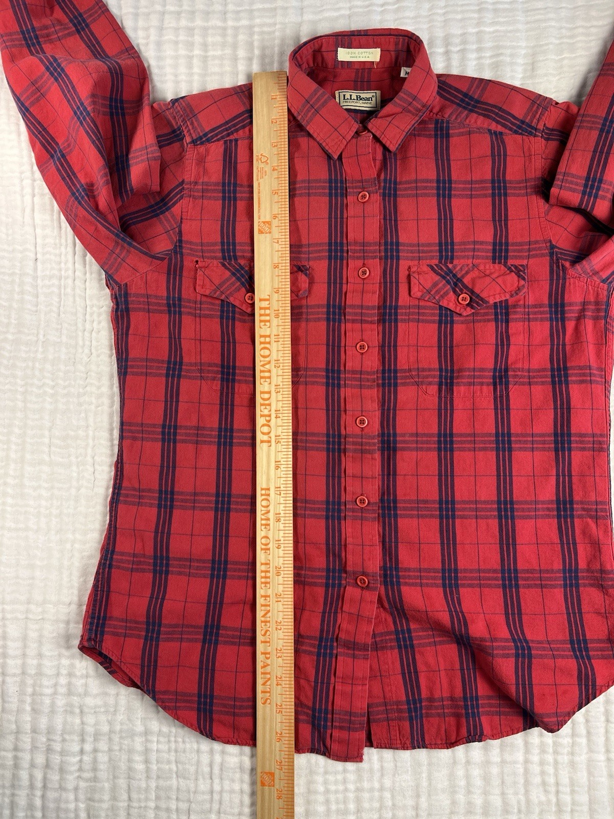 Vintage L.L. Bean Flannel Shirt Plaid Women’s Medium Made in USA Read Descriptio