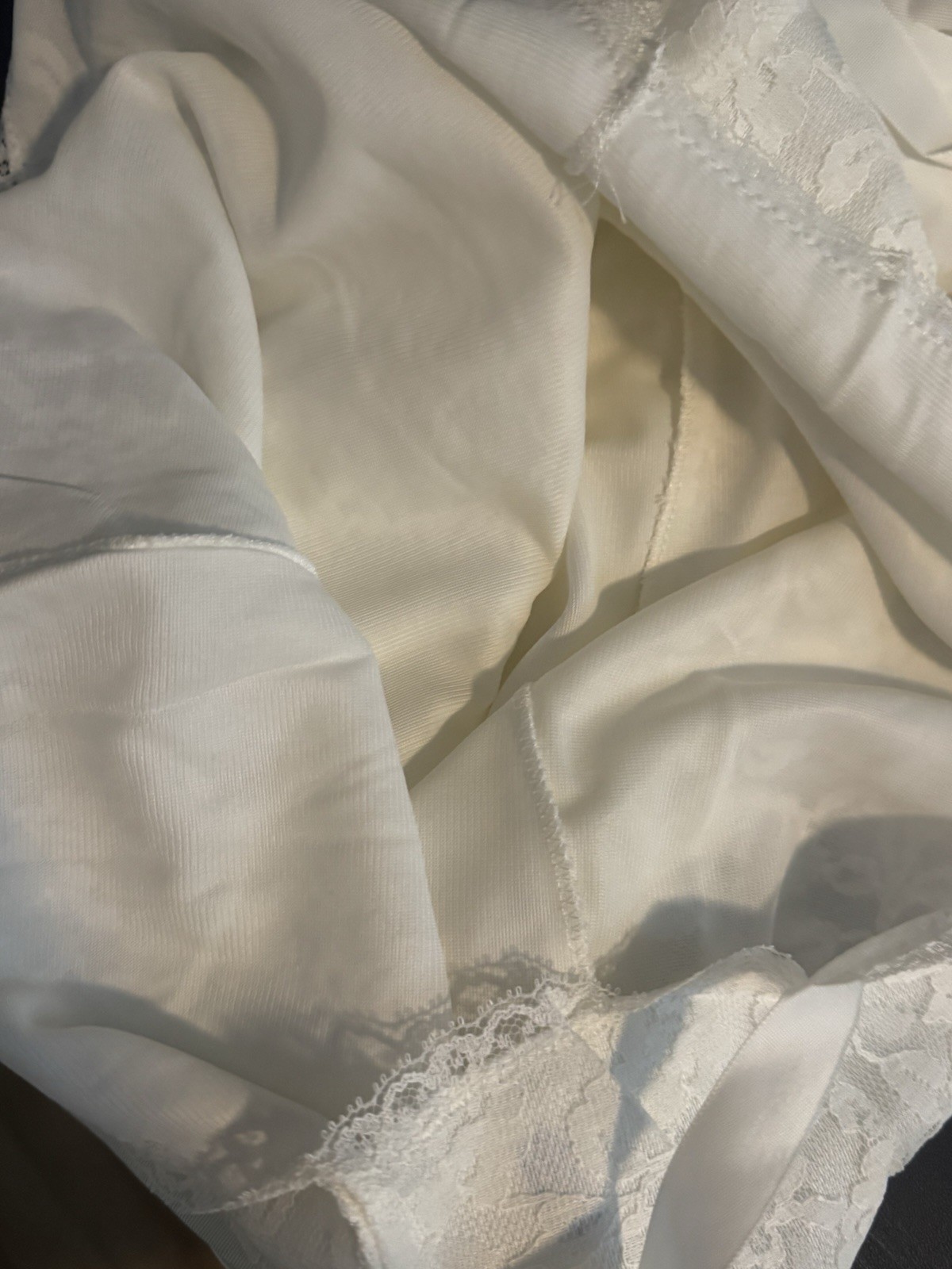 Vintage Du Pont Acele Size 36 Regular White Short Proportioned Slip Lace USA