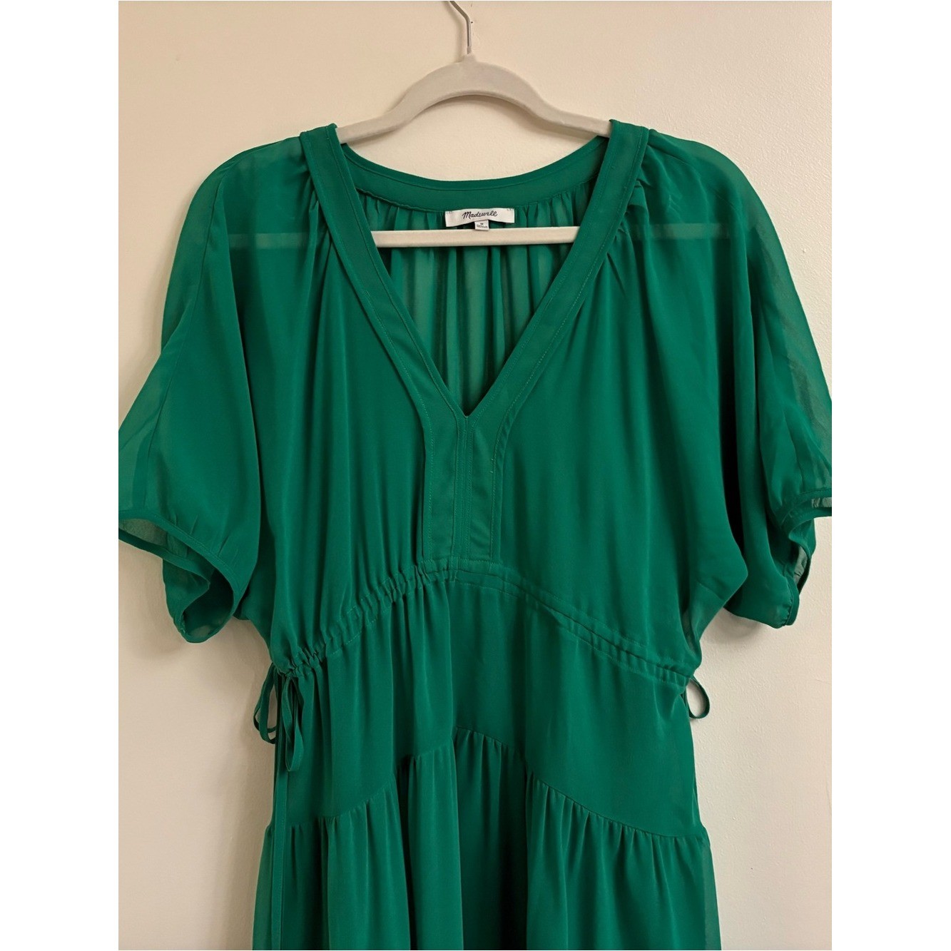 Madewell Sheer V-Neck Dolman Sleeve Maxi Dress medium Verdant Green flowy femini