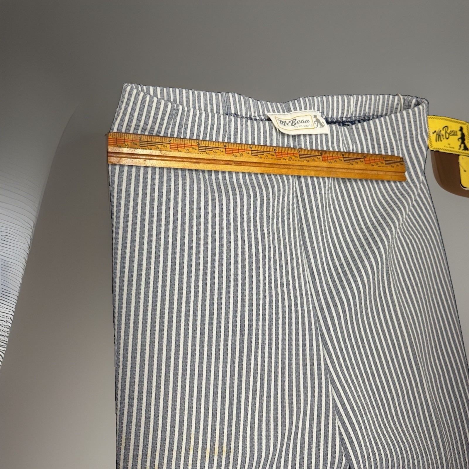 Vtg 70s Mr Beau 4 Pc Suit Set Is Jacket Pants Skirt Belt Blue Stripe Sz 10 NOS