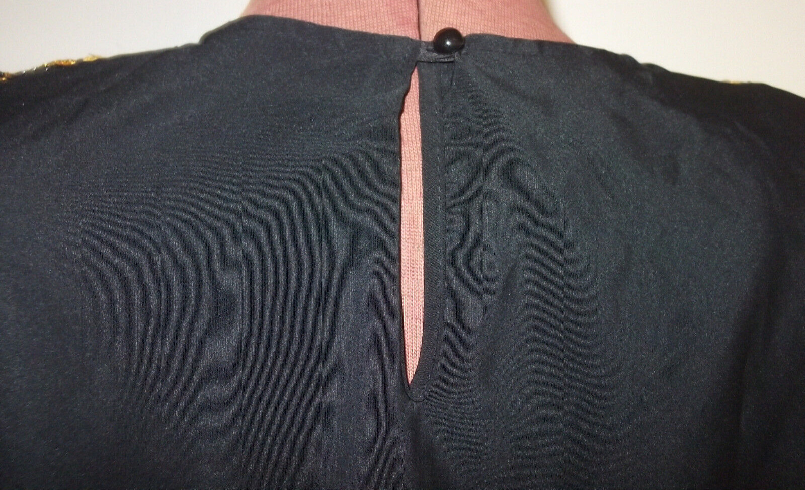 Vtg Black ADAMO Gold SEQUINED Pullover SHORT SLEEVE Evening Cocktail TOP/Size S