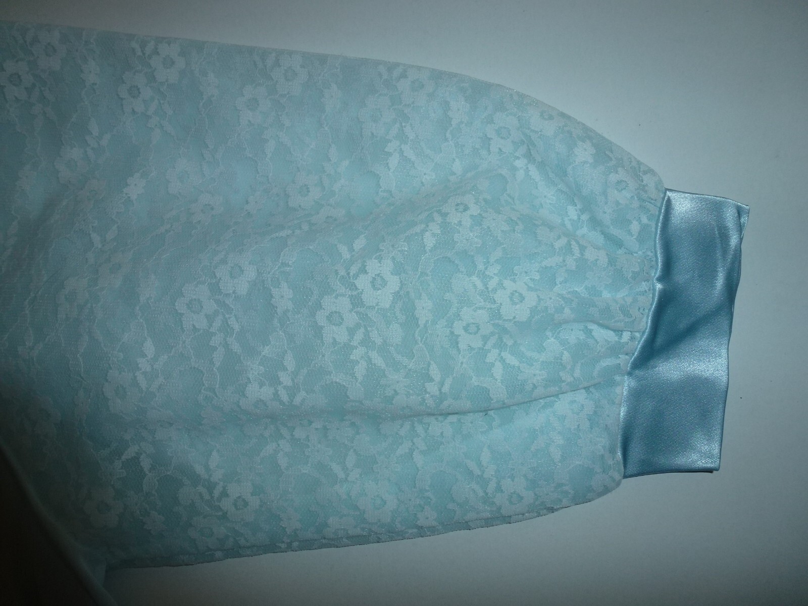 Stunning Blue lace Sleeve Vtg Evette nylon satin Bed Jacket Sz Medium