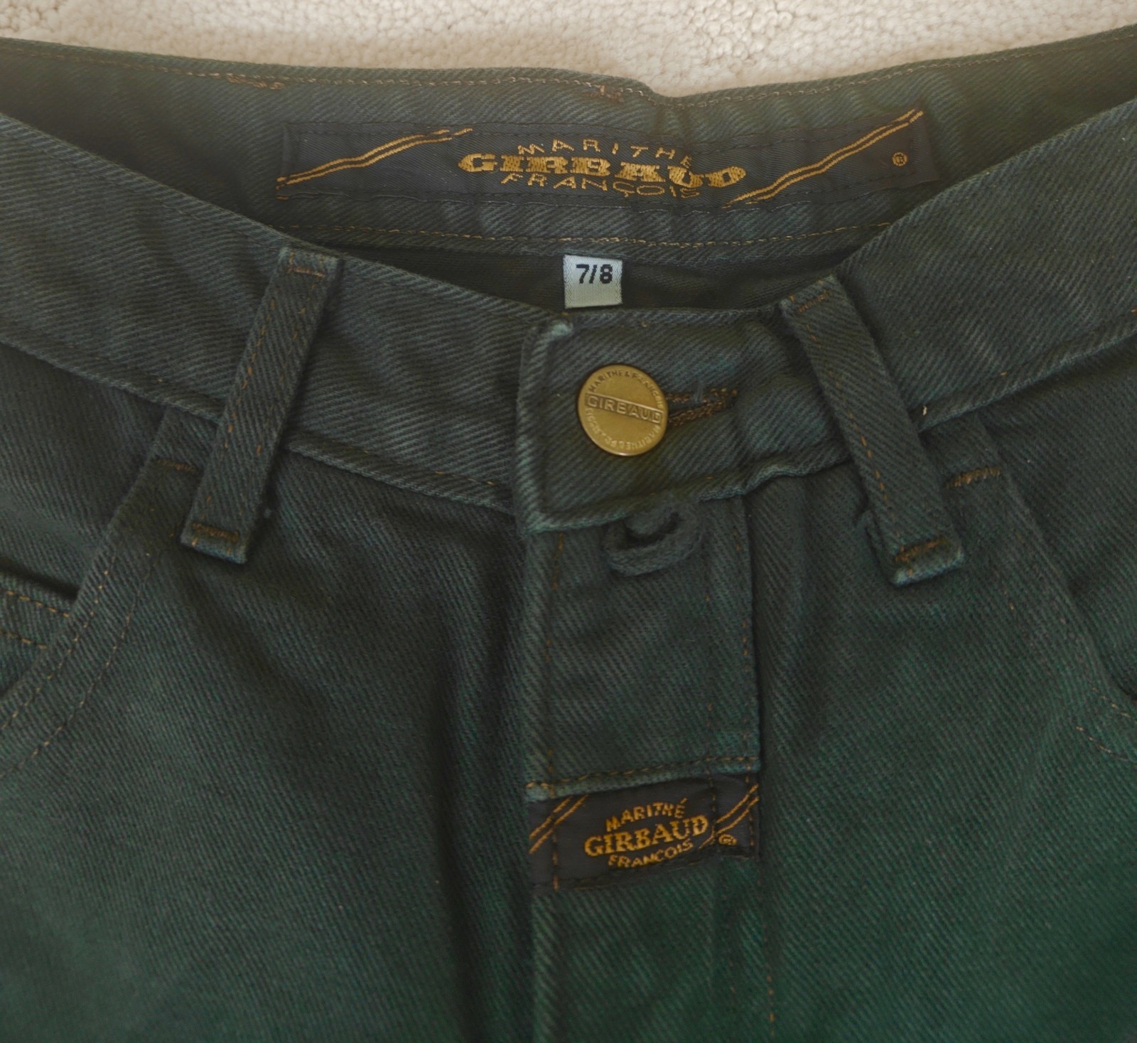 NEW TAGS MARITHE FRANCOIS GIRBAUD PINE GREEN VTG 1990s 7/8 Skinny Cowboy Jeans