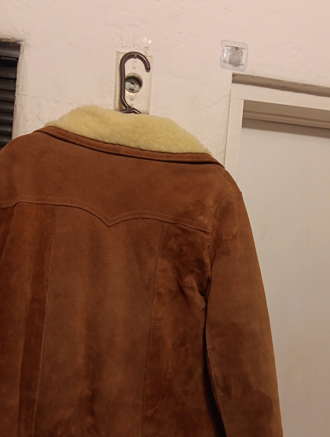 Simco Coat Suede Leather Vtg 60s 70s Western Trucker Jacket Fur Sherpa Womans 14