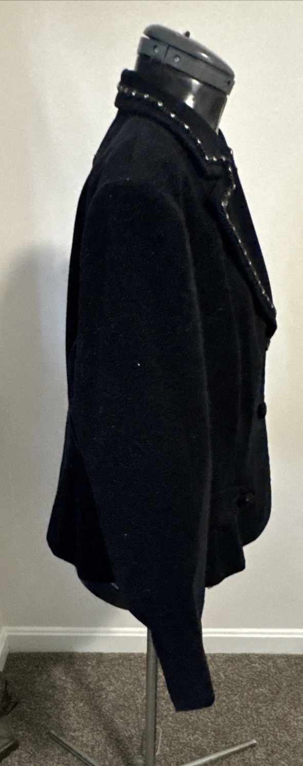 VTG Bisou Bisou Western Black Glittery Jacket Blazer Embellished Back Cut Out L