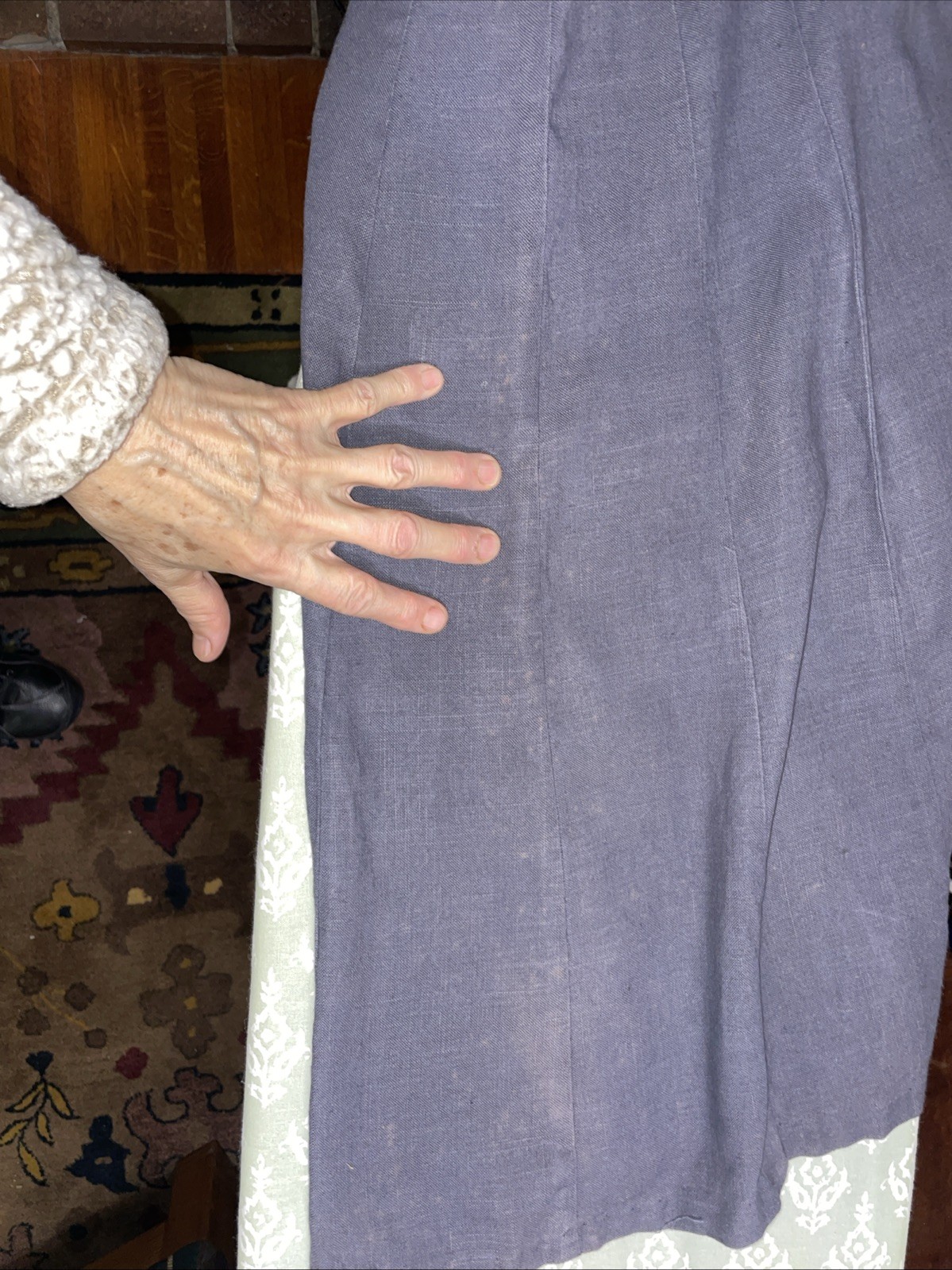Vintage 50s Mid Century Gray Linen 16 Panel A-Line Rockabilly Skirt Size 28w