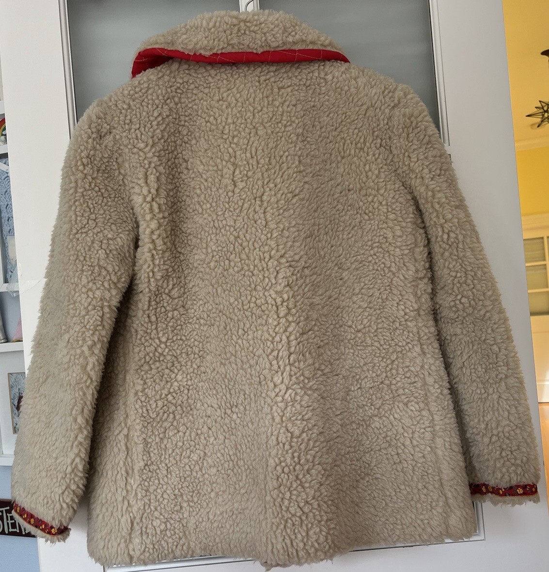 Vintage 1970s Faux Sherpa Jacket Hippie 70’s Penny Lane Iconic Flower Child S