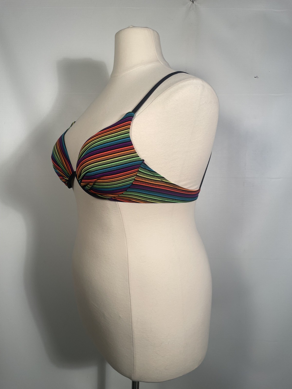 Vintage 1990s Rainbow Stripe Bikini Top Size L