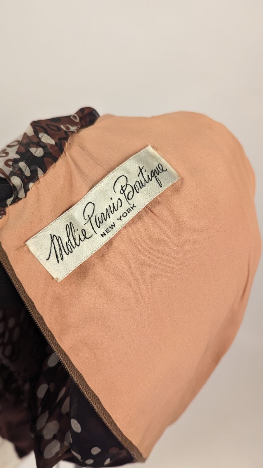DESIGNER MOLLIE PARNIS 1970’S MOD DOT PRINT SILK CHIFFON DRESS – MUSEUM QUALITY