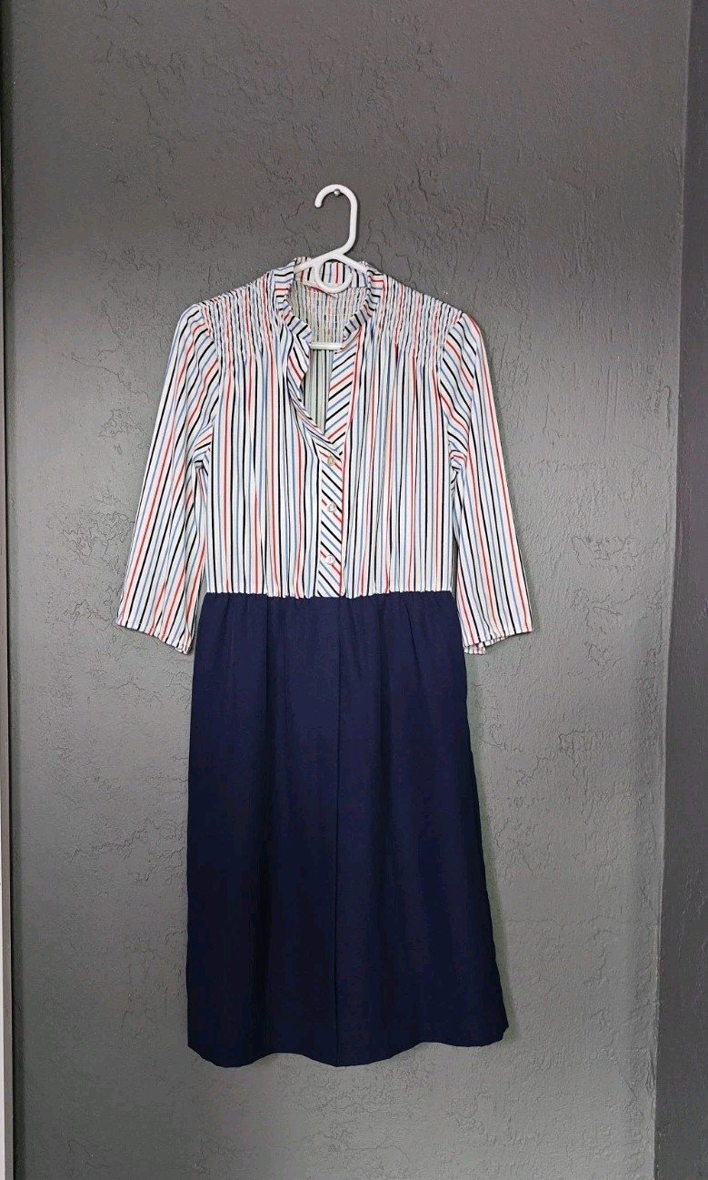 Vintage 1960s’ Amy Deb Dress Bobby’s Girl Style Striped Med/Lge No Belt