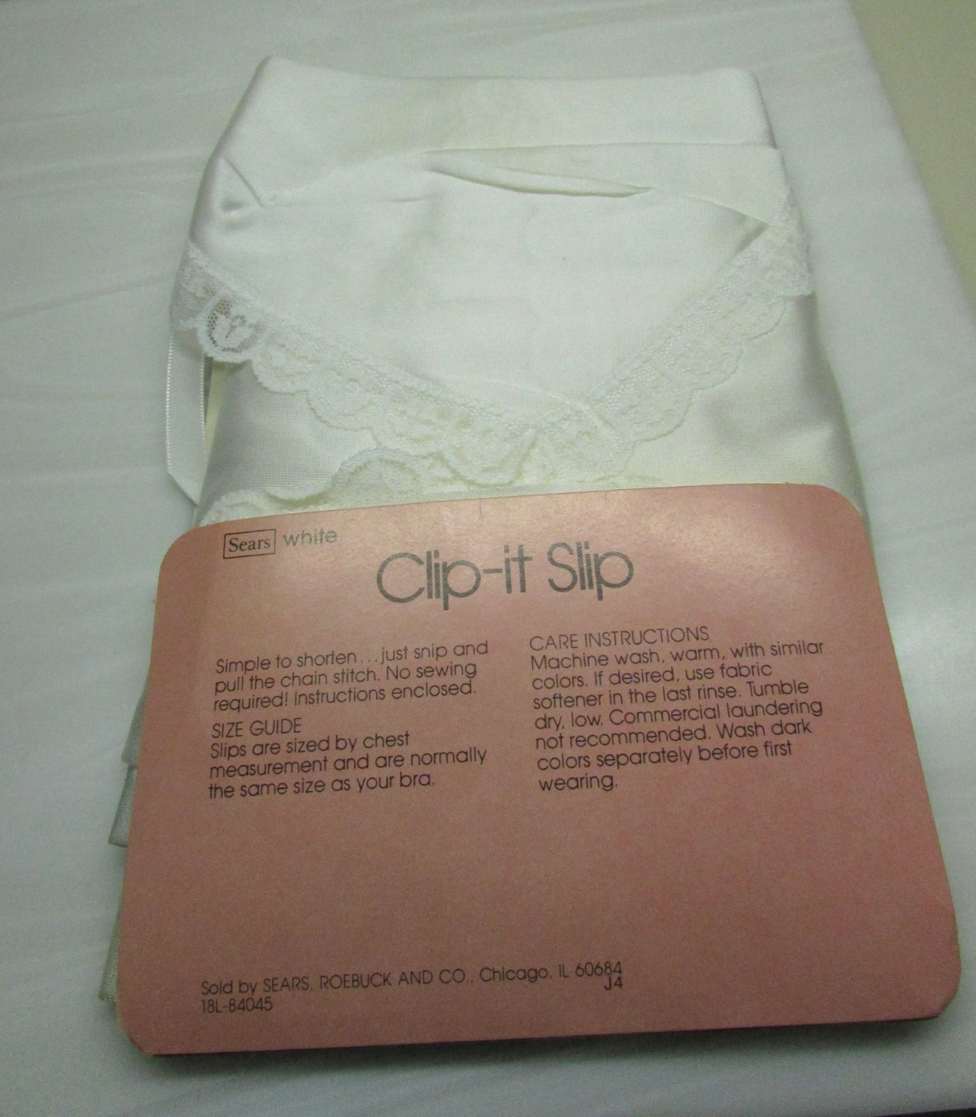 Sears Clip-It Slip Satin-Luster Tricot Antron III Nylon White Size 36 New