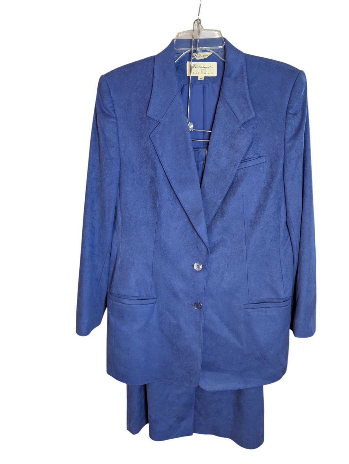 Vintage Indigo Glorasuede 2-pc Faux Suede Skirt Suit – Size 14 – Made in Korea