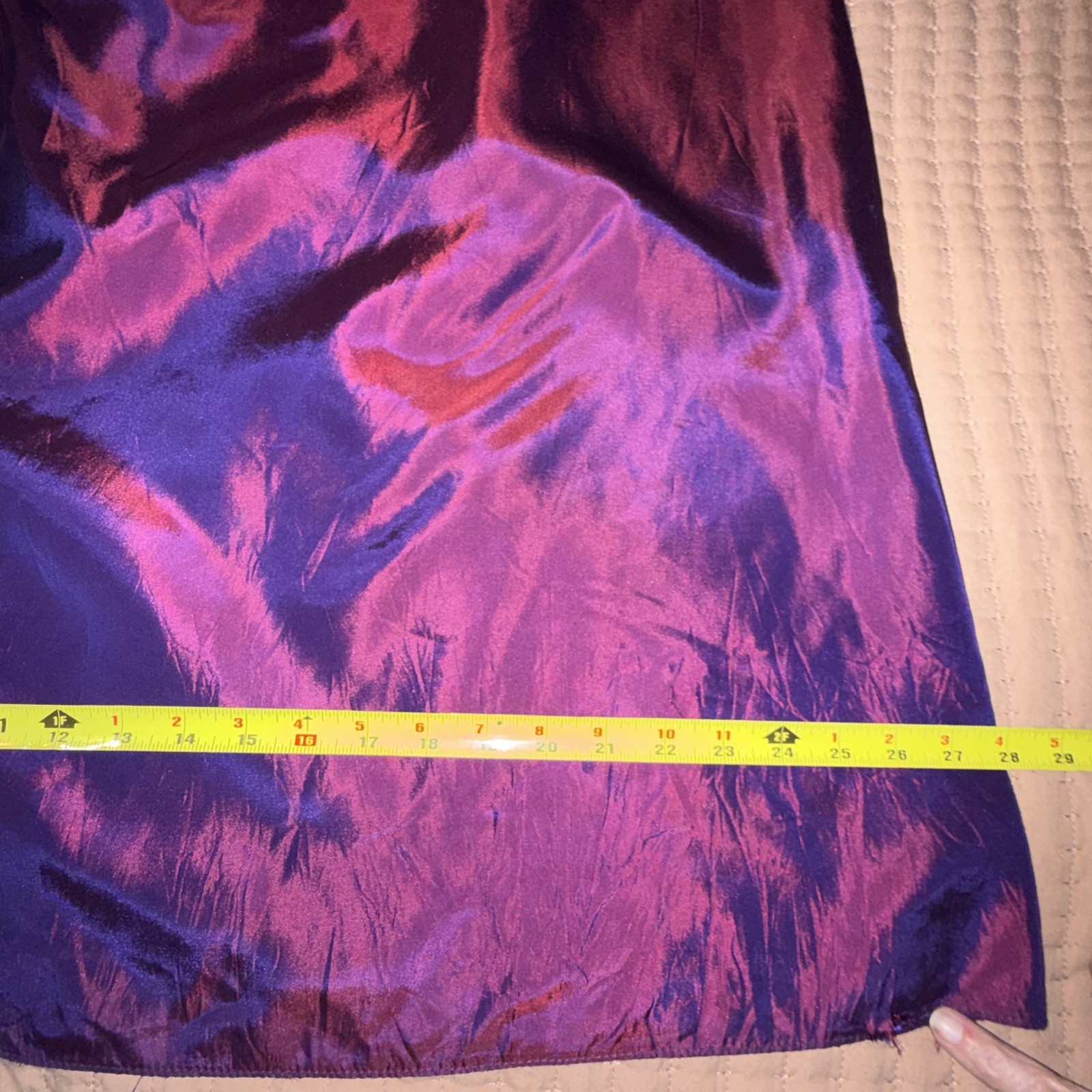 VTG Jessica McClintock Gunne Sax Iridescent Purple Satin Strapless Prom Dress 13