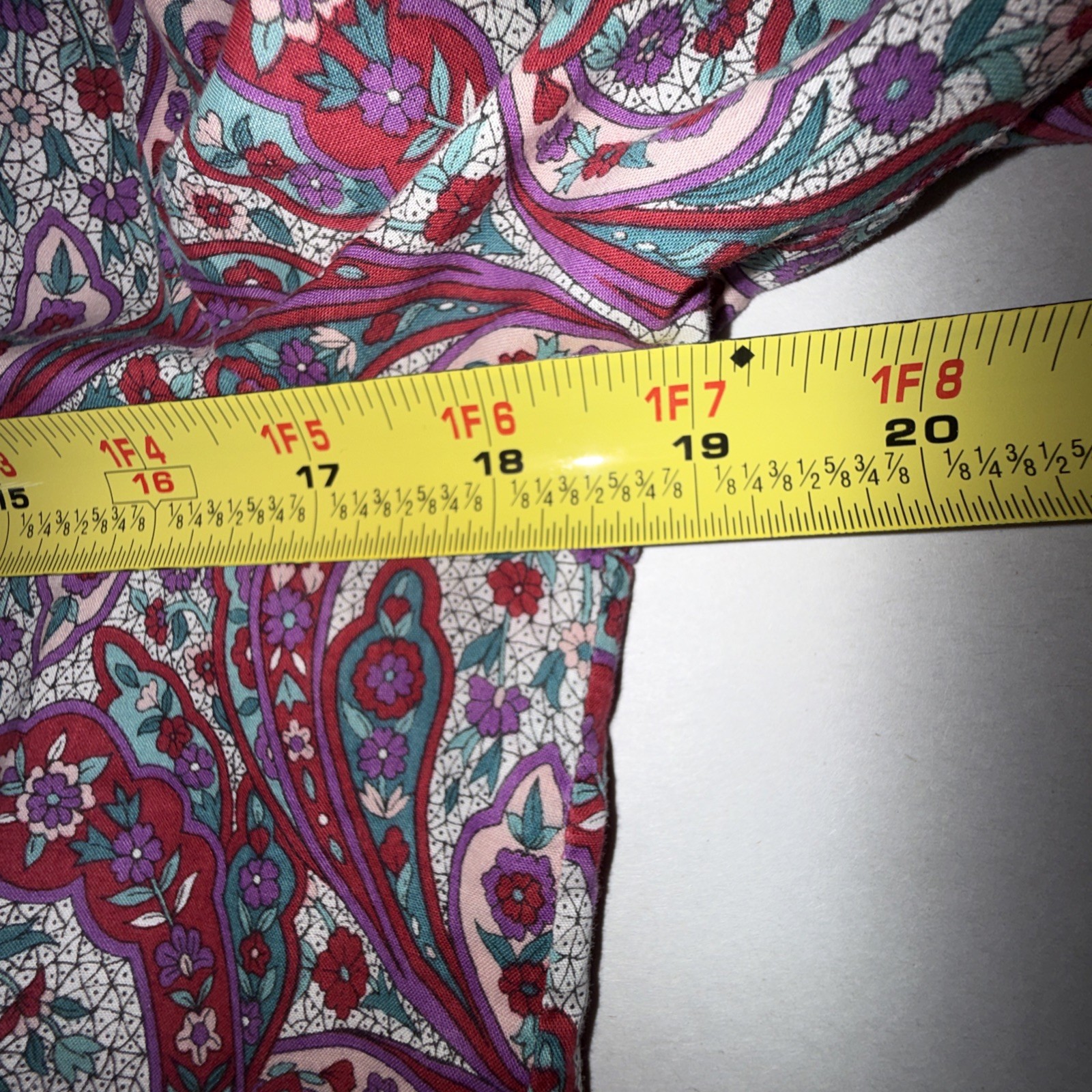 1950’s Handmade Cotton Shirt Dress Fit & Flare Paisley Pockets Medium Belted