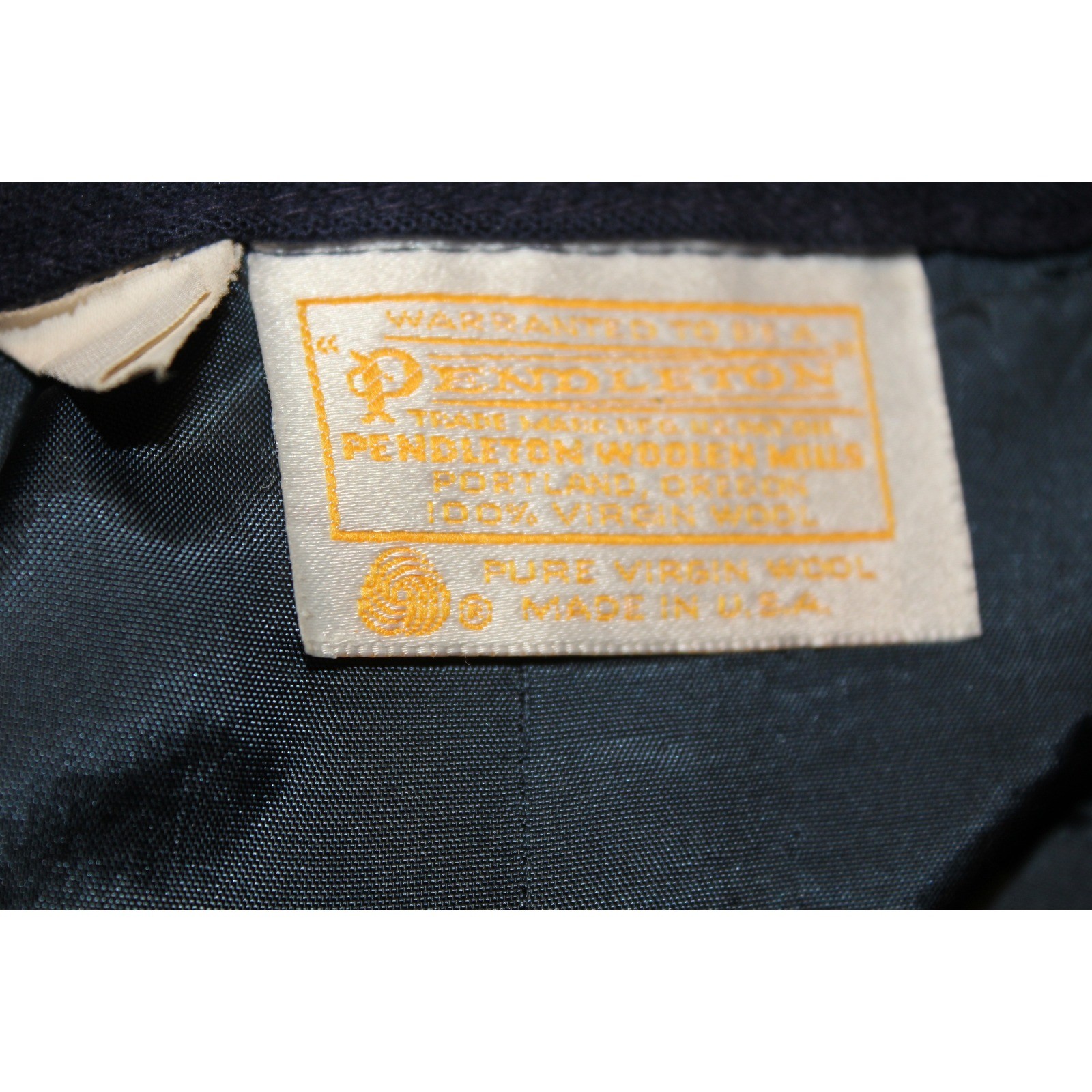 Pendleton Navy Blue 100% Virgin Wool A-Line Midi Skirt Heritage USA SZ 8 Modest