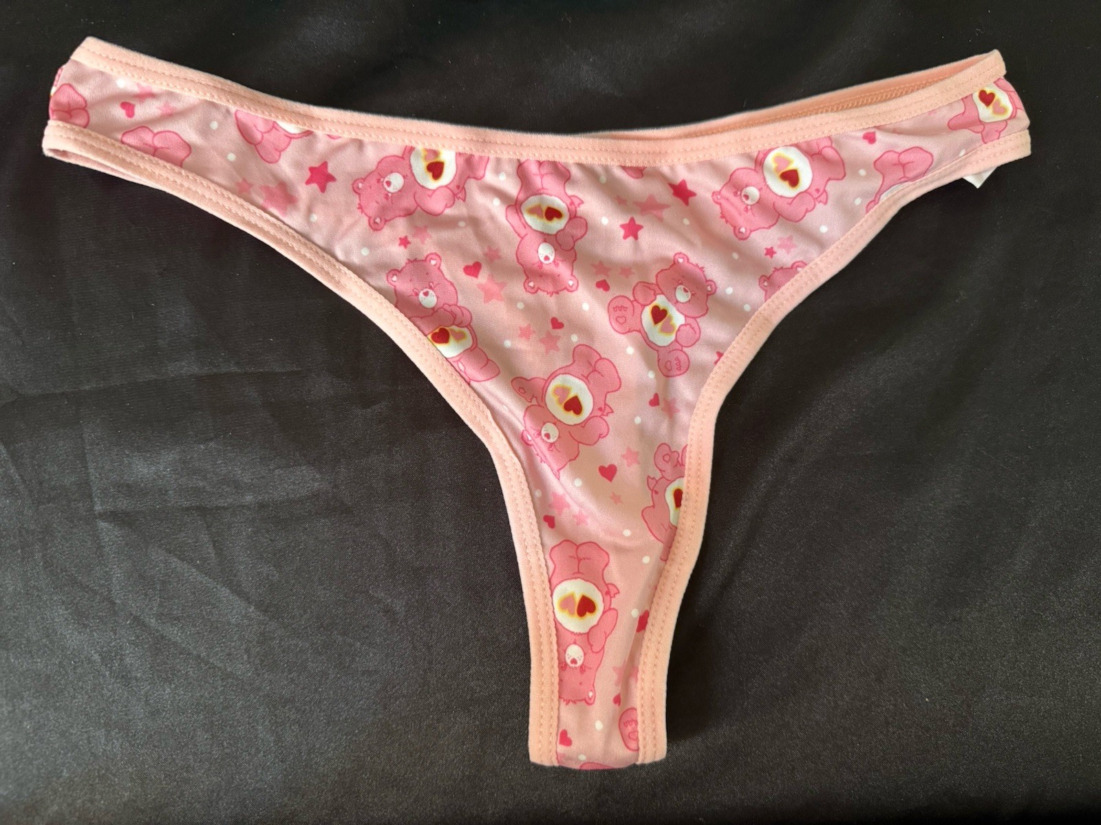 Y2K Vintage Retro 1980s Care Bears Thong Panties Pink Hearts Sz Med