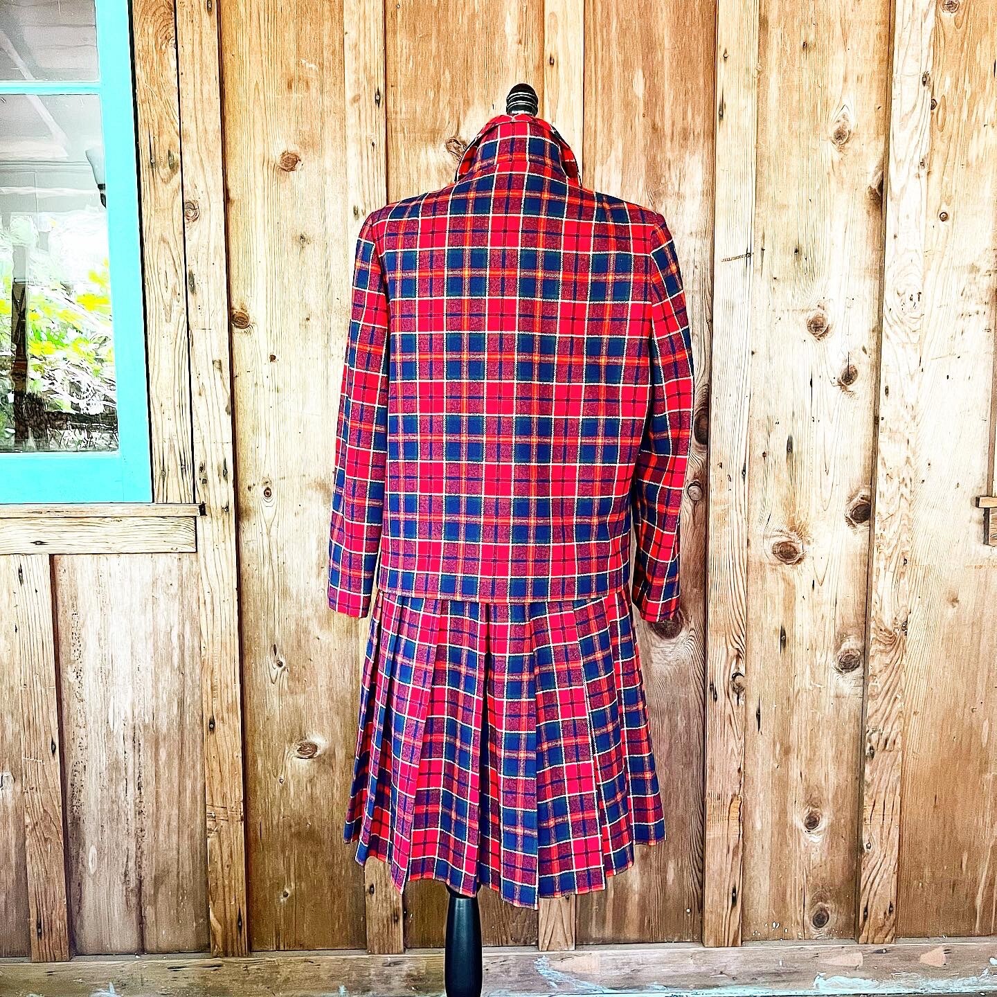 RARE PENDLETON SET 60’s 60s Vintage Red Plaid Wool 49er Jacket Pleated Skirt M L