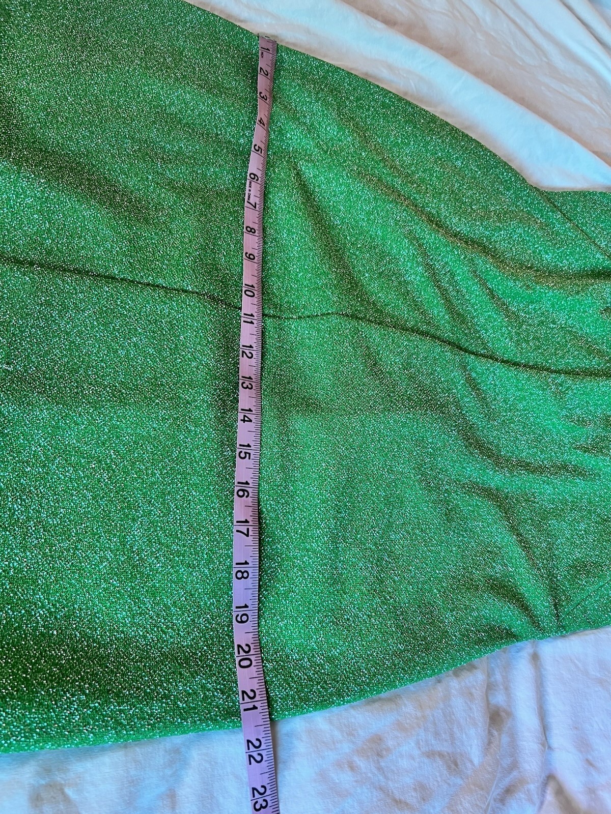 Vtg 1970s Hostess Dress Metallic Silver & Bright Green Maxi Cut Out Detail M/L