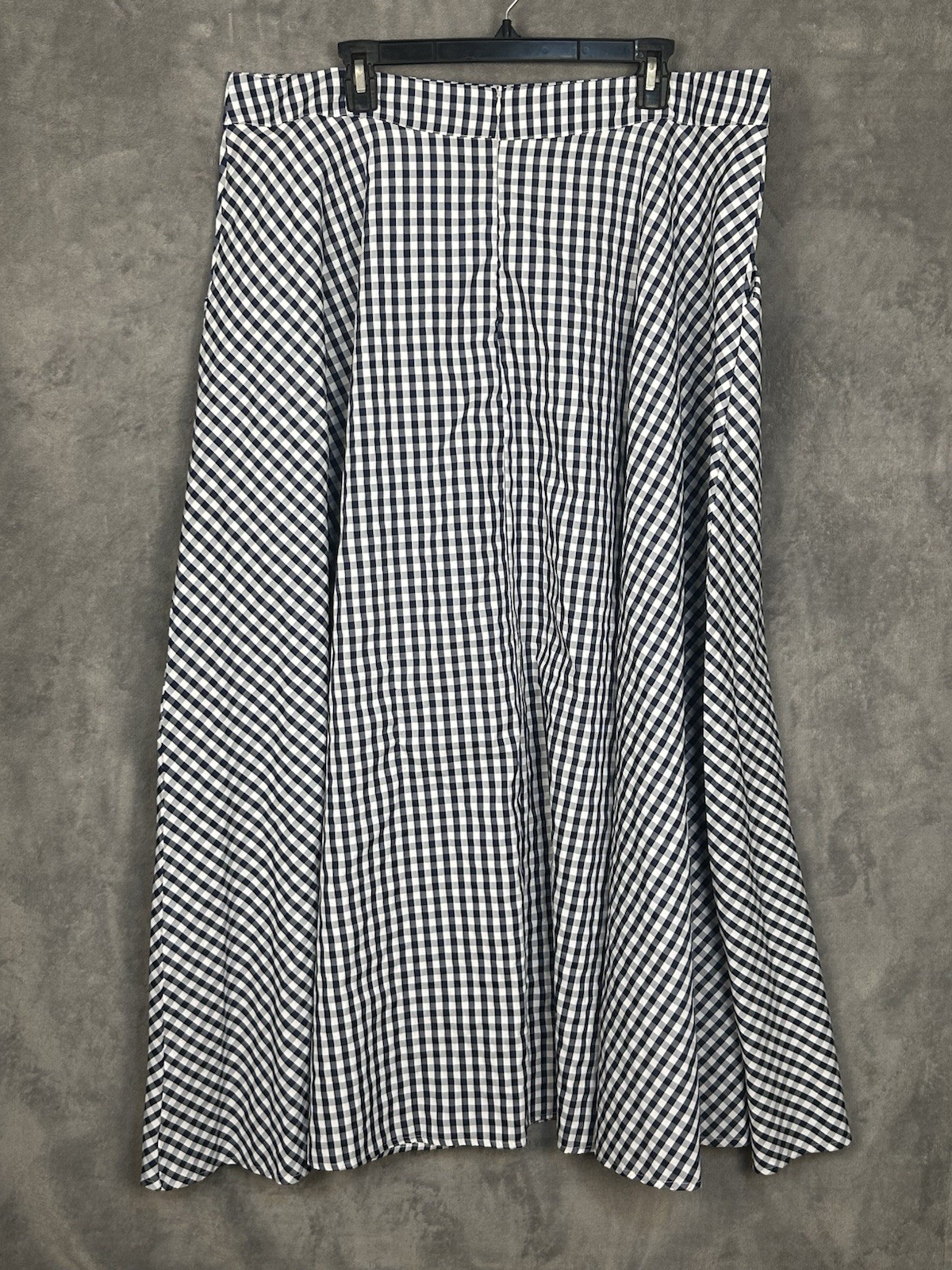 Checkerboard Plaid Skirt Womens 2XL Blue White Tartan Picnic Full Maxi