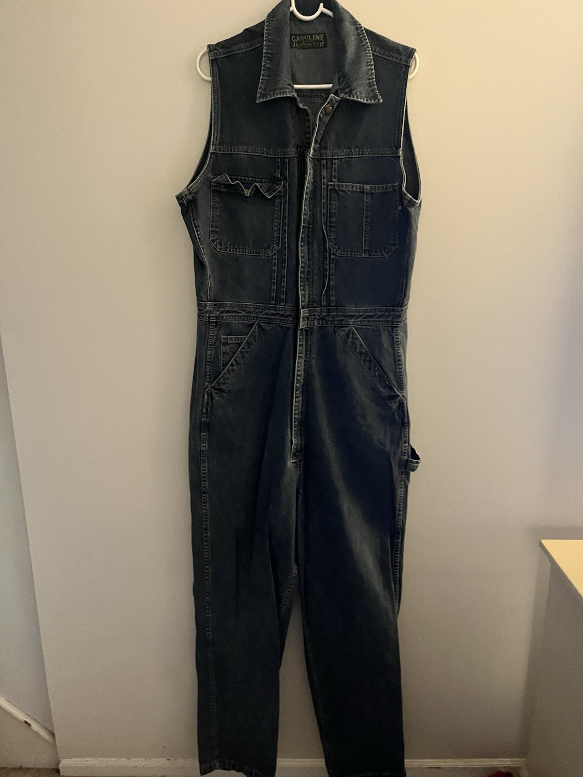 Vintage Denim 1980s Gasoline Sleeveless Jumpsuit Women’s Medium