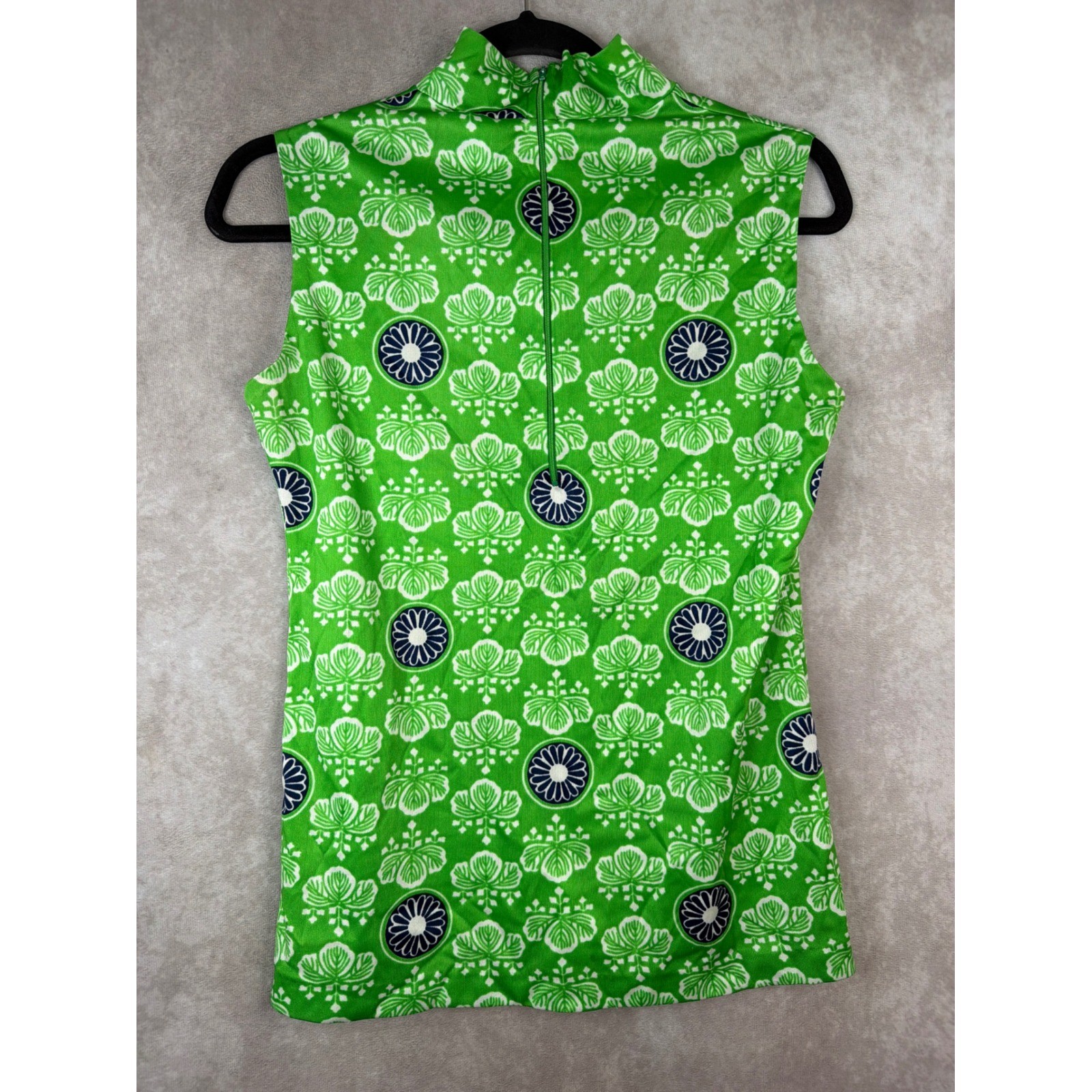 The Seventh i Sleeveless Top Womens Medium Green Vintage Mod Mock Neck Floral