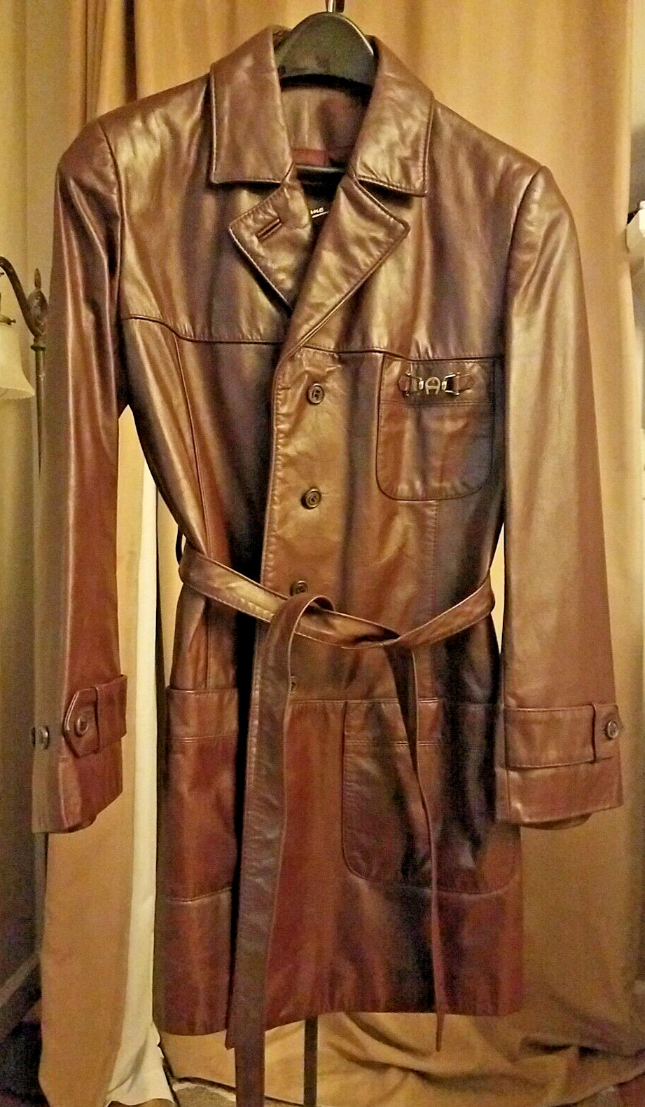Vintage Etienne Aigner Leather Jacket Chocolate Brown Trench Coat Women’s 10