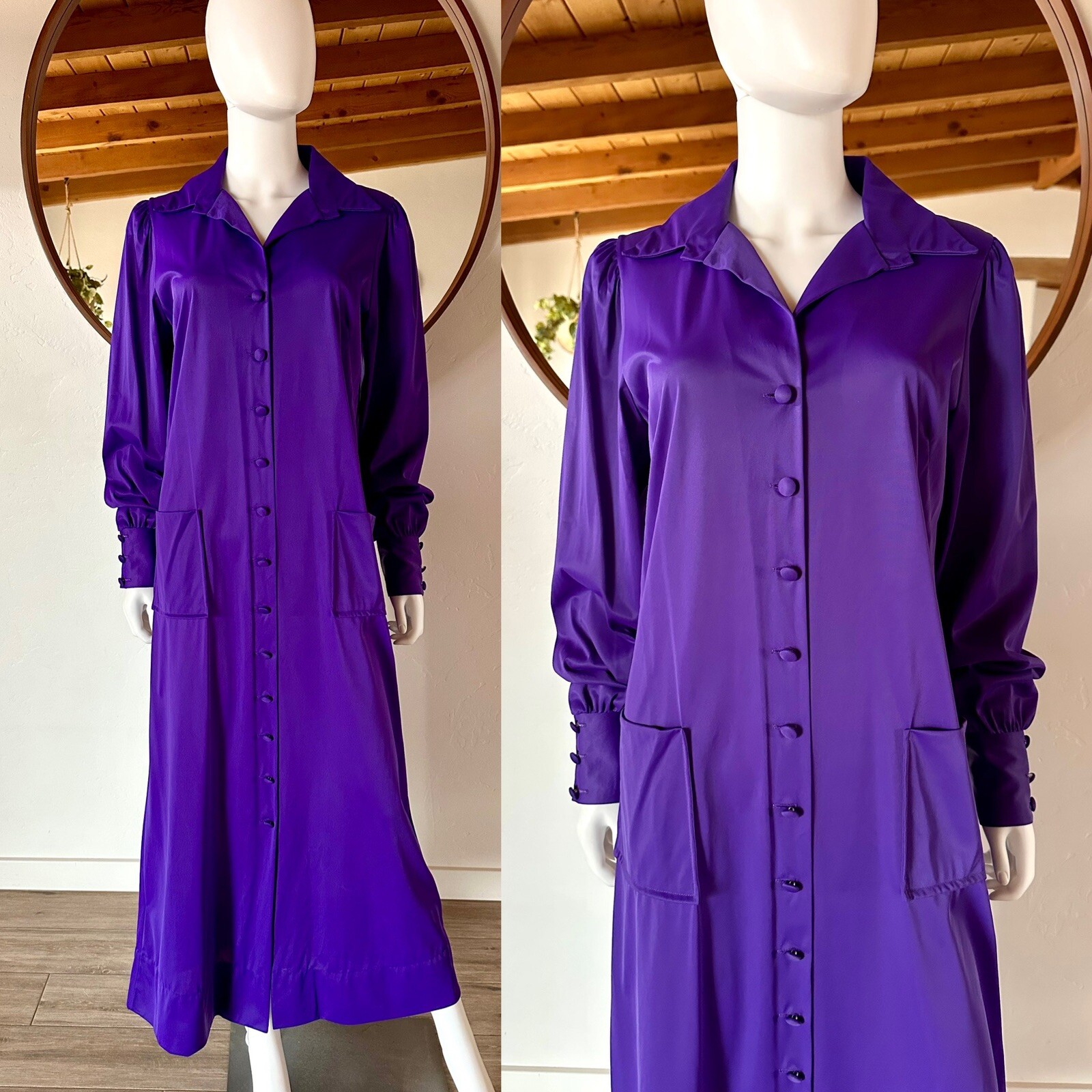 VTG 60’S LEVOY’S PURPLE MAXI HOUSE DRESS DRESSING ROBE DUSTER FITS M