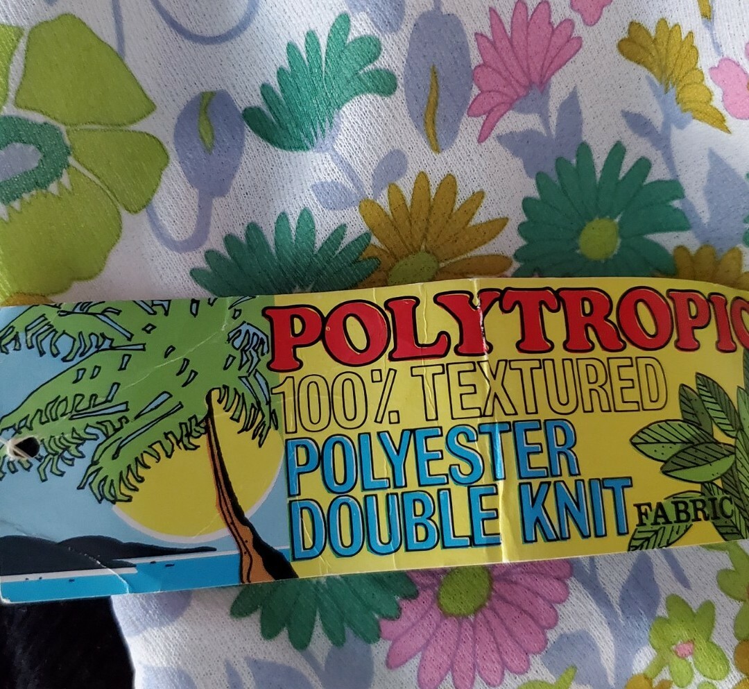 Vintage Polytropic Polyester Double Knit Brightly Floral Tank Top Size S NWT