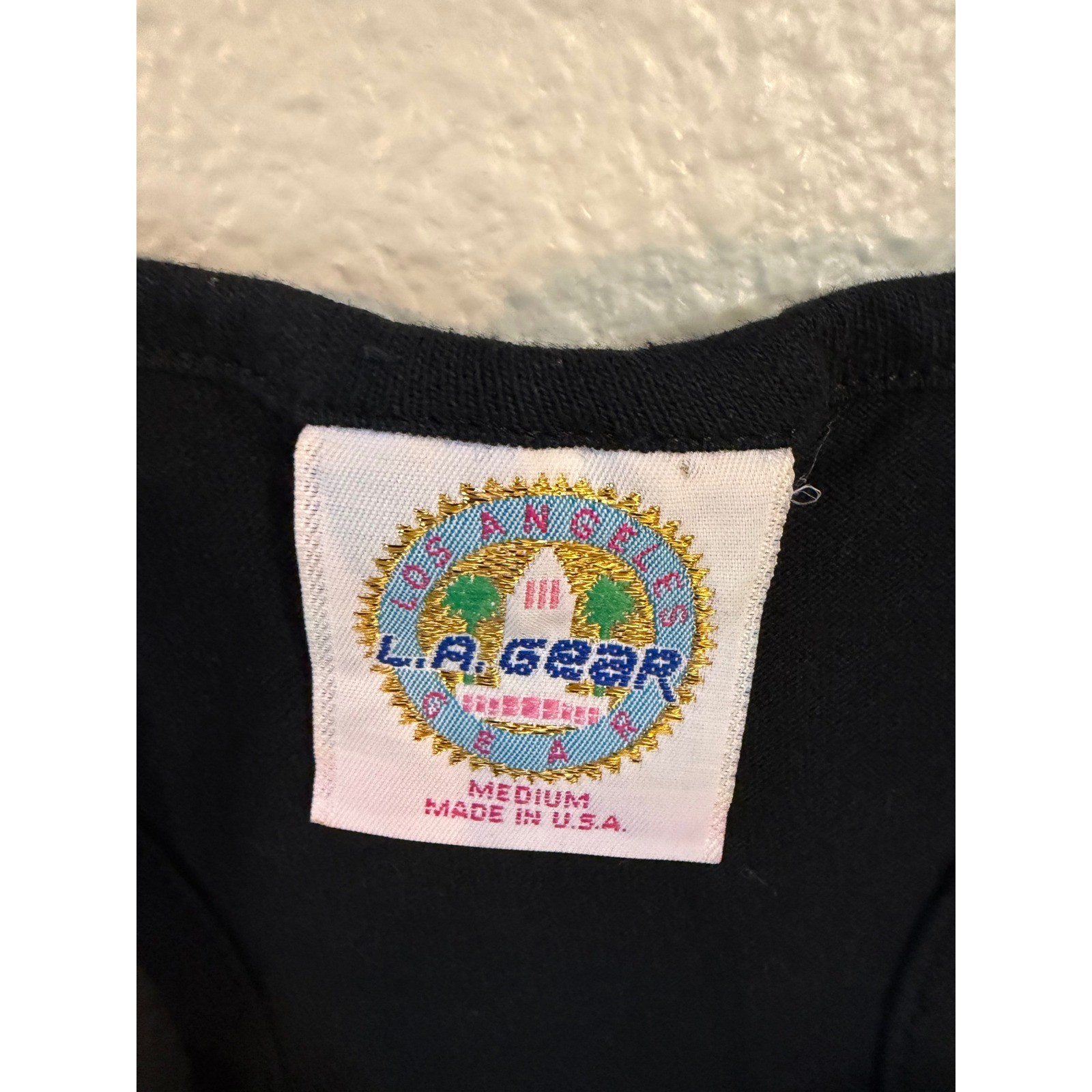 L.A. Gear Tank Top Women Medium Vintage 90s Graphic Racerback Black Made in USA