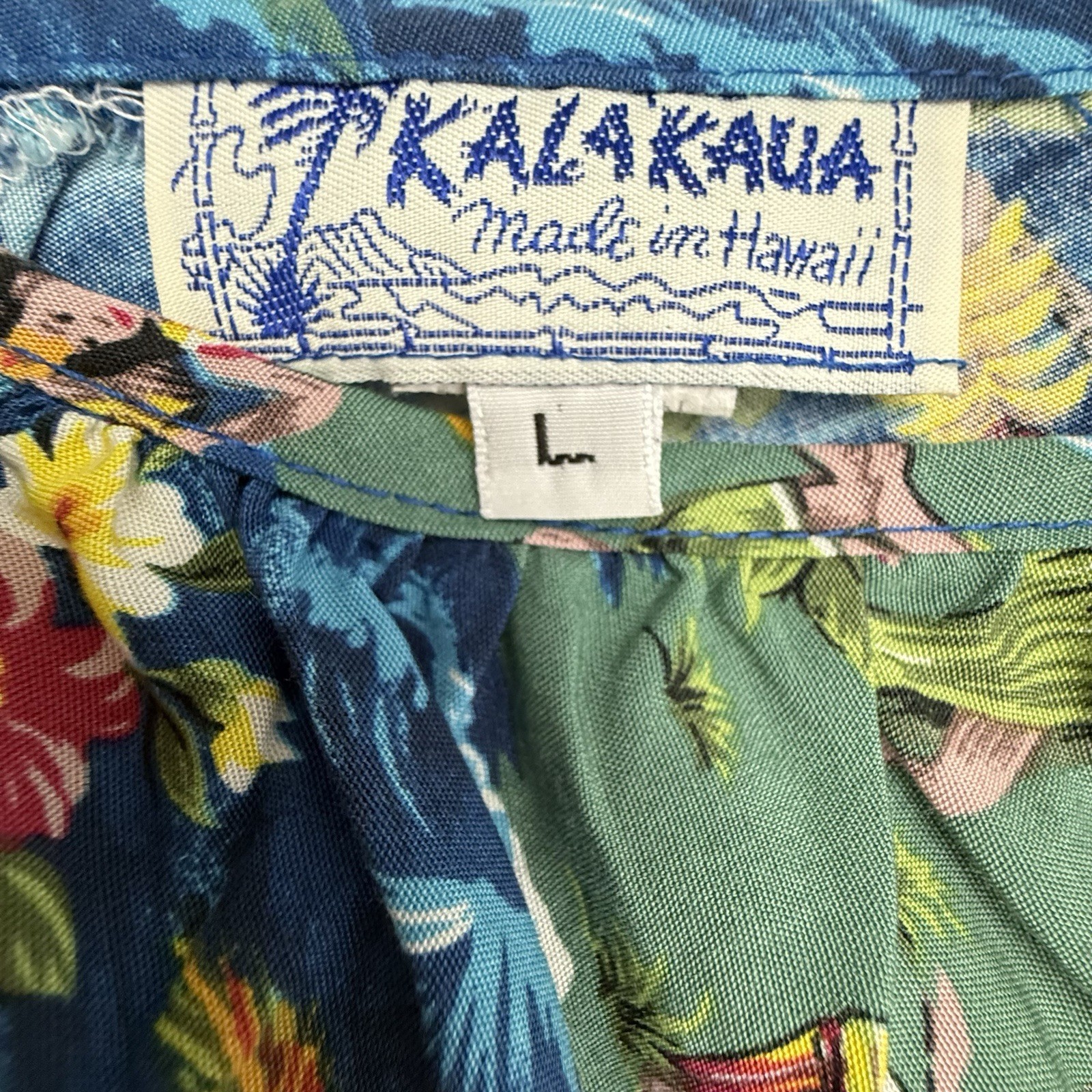 Vintage Kalakaua Hawaiian Dress Women Large Ruffled Luau Dancers Rayon