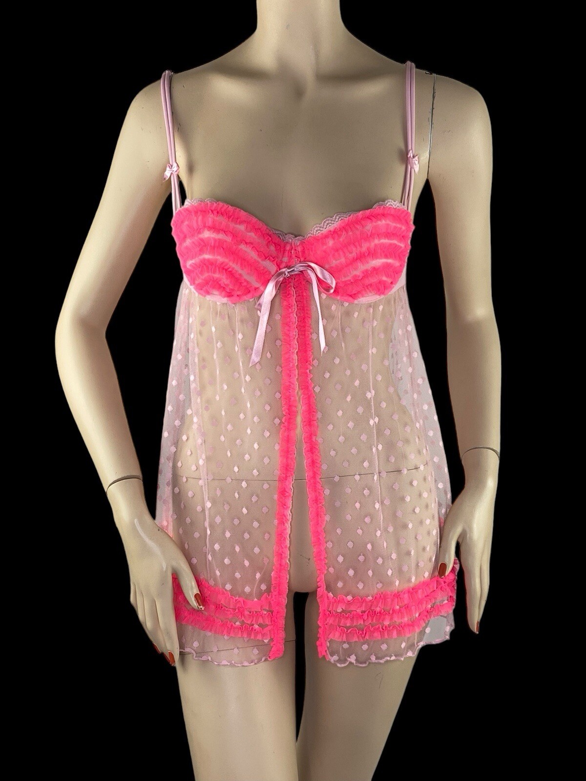 Victoria’s Secret Sexy Little Things Pink Y2K Babydoll Push Up Bra Nighty 36B
