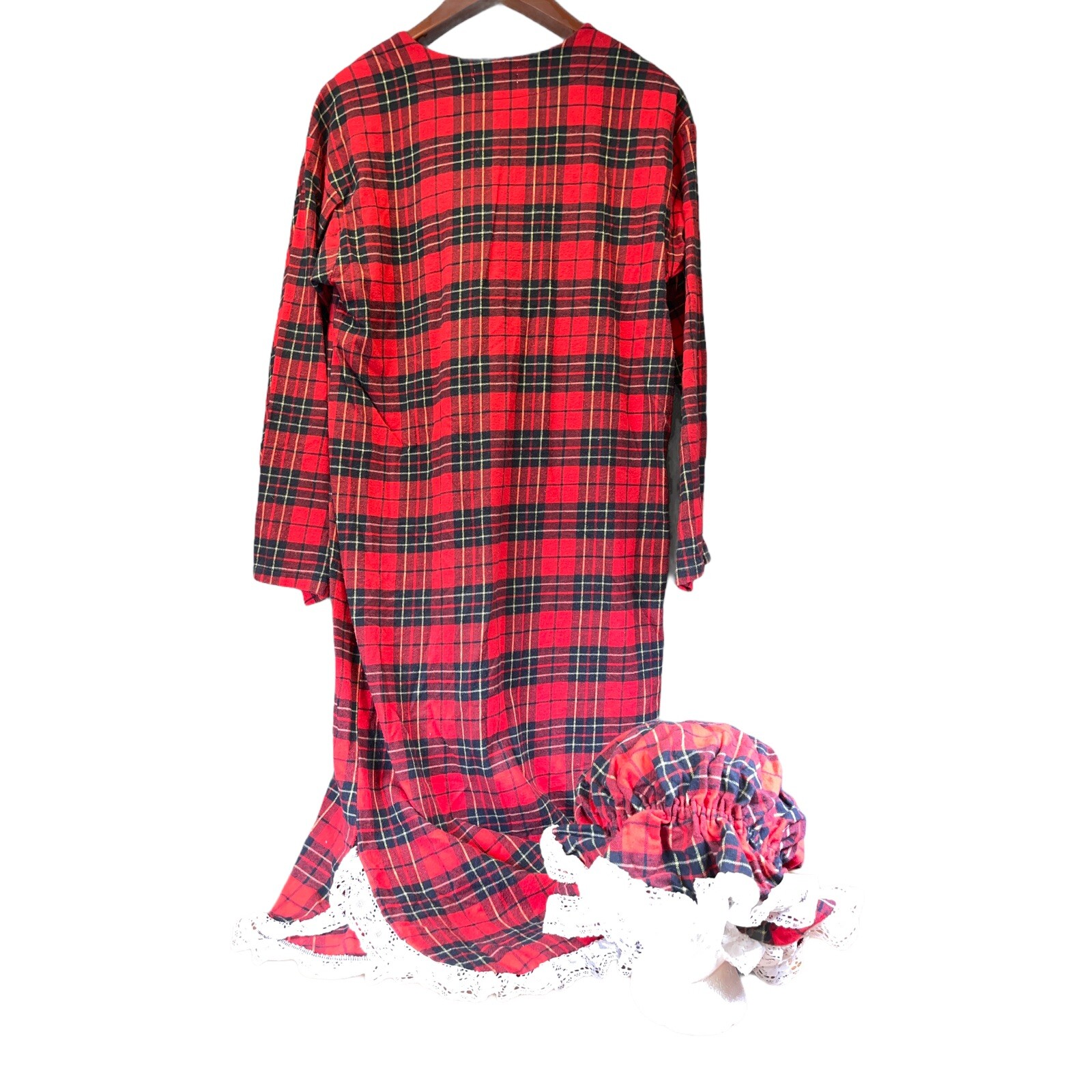 Vtg Hand Made Flannel Night Gown Cottage Core Little Red Riding Hood Costume W